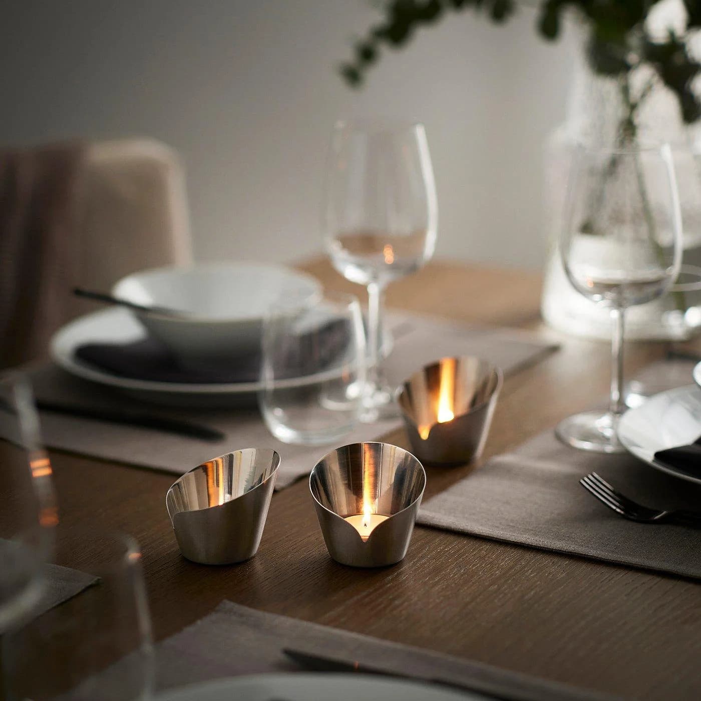 IKEA PRAKTAND Teelichthalter Edelstahl Grau Silber