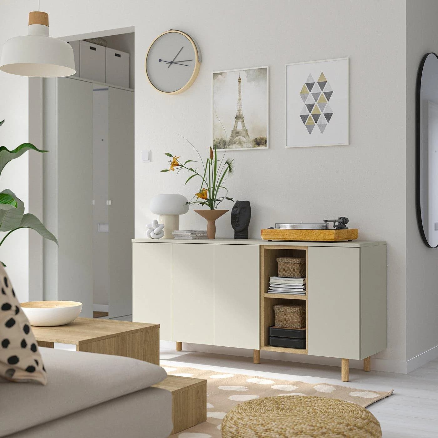 IKEA LEDAMOT Schrank Beige/Grau Buffetschrank