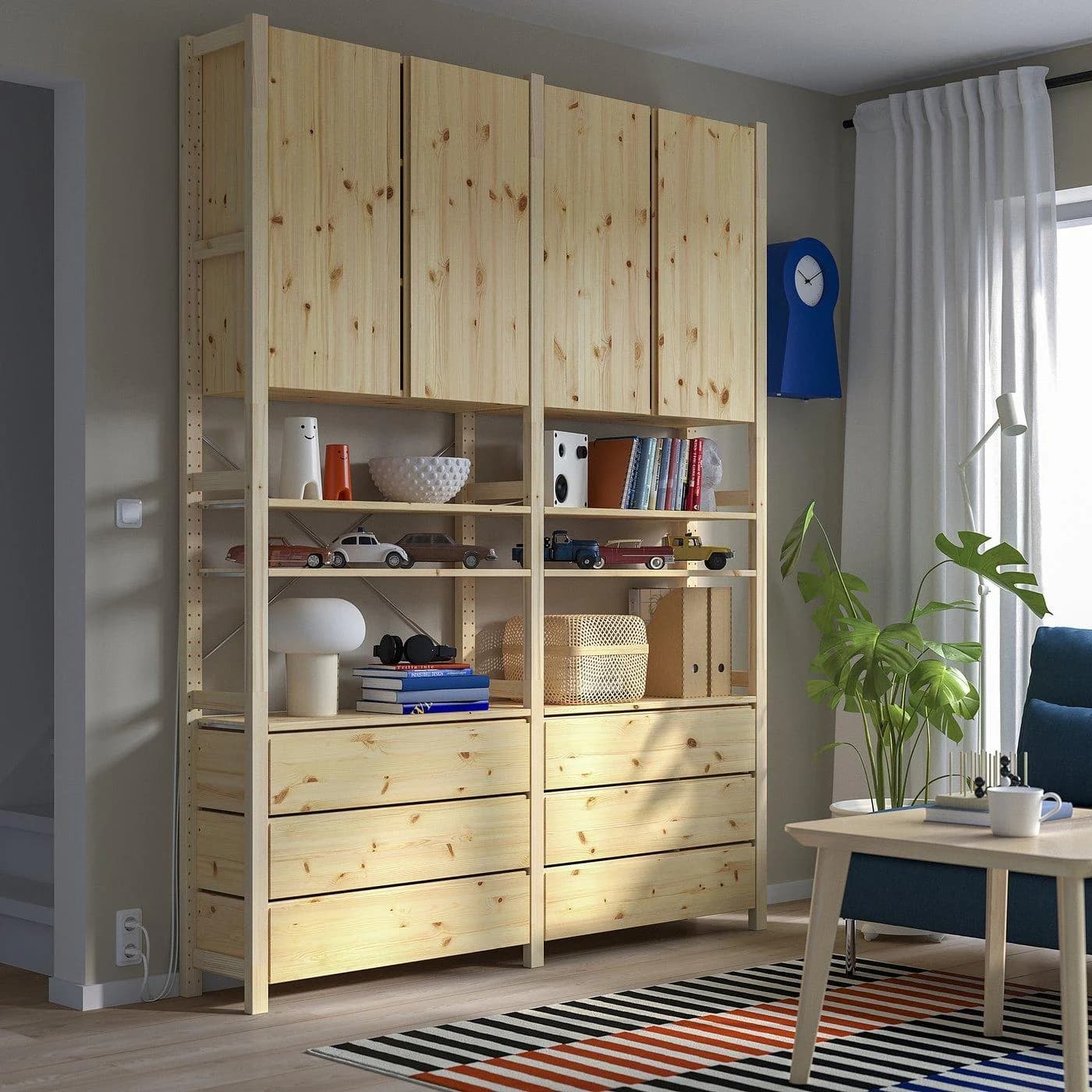 IKEA IVAR Regal mit Schränken und Schubladen Kiefer
