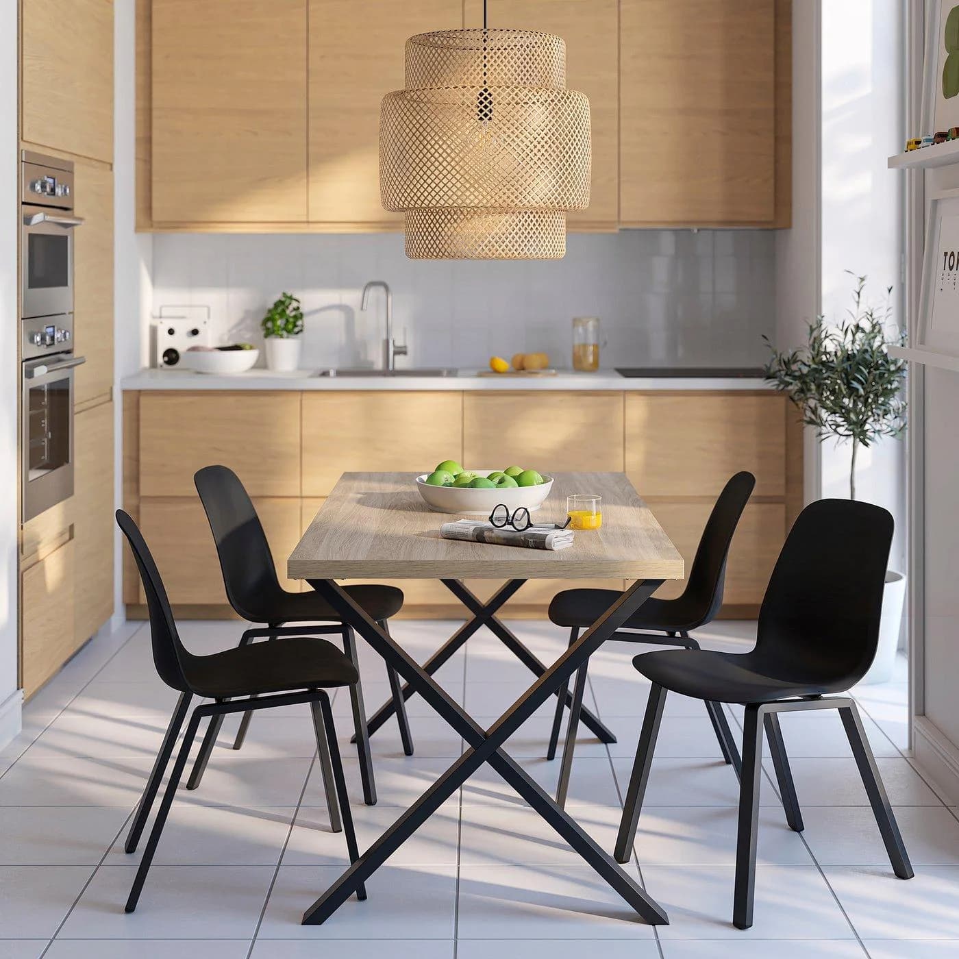 IKEA SKÅLSTA Tisch Eichenachbildung X-Form Dunkelgrau