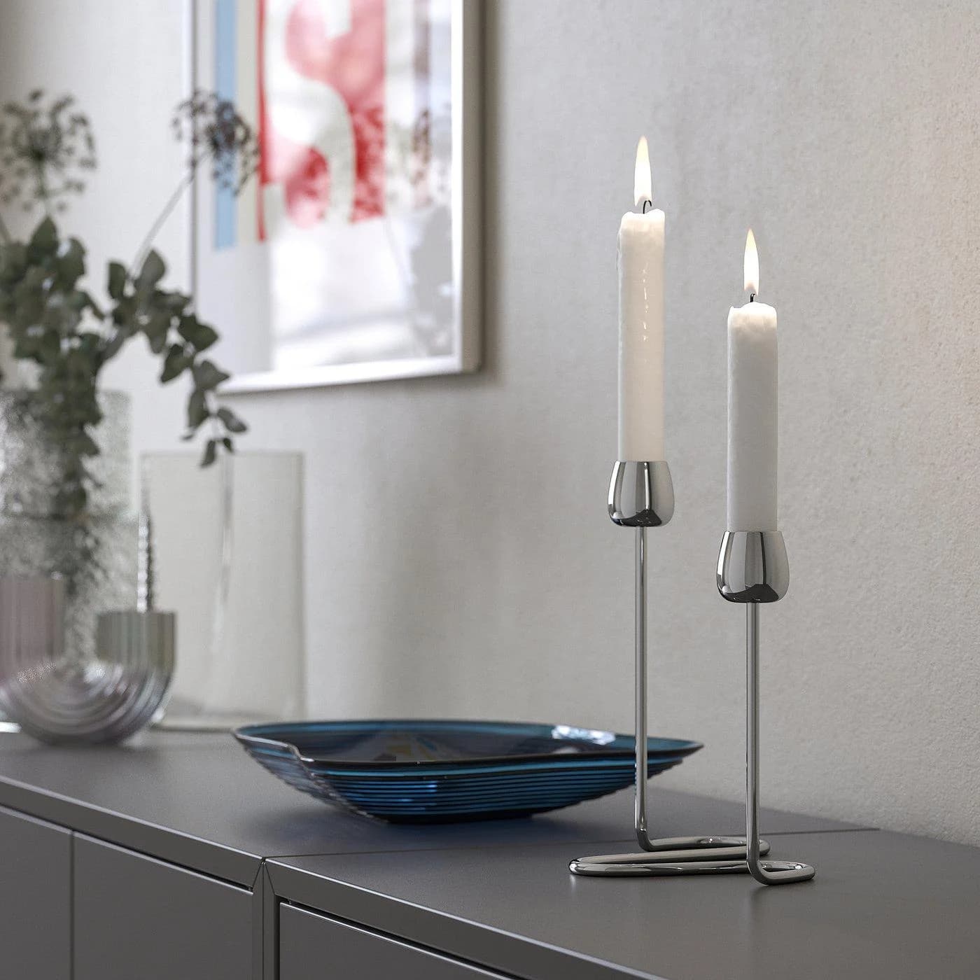 IKEA SILVERPÄRON Kerzenständer für 2 Kerzen Silber