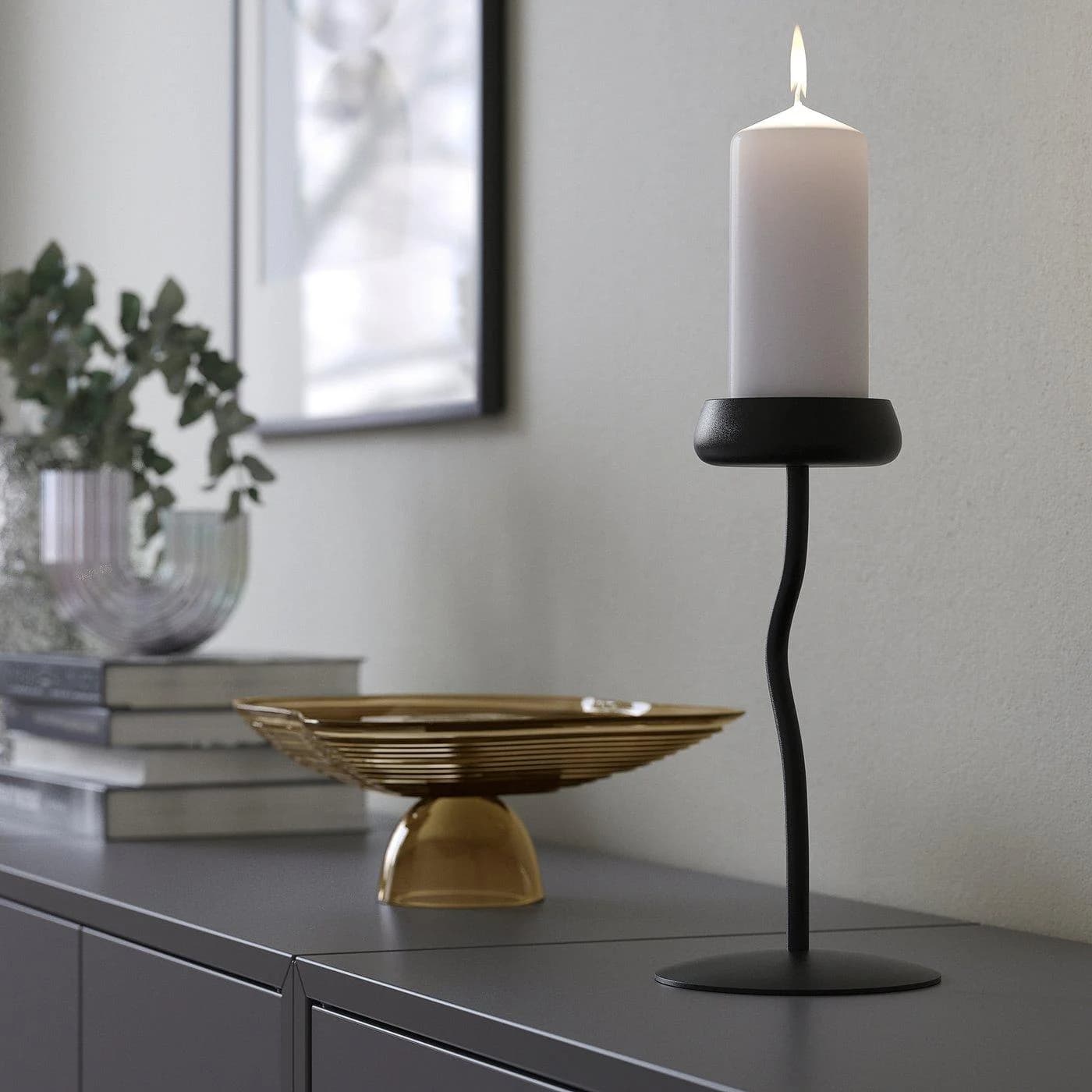 IKEA SILVERPÄRON Blockkerzenhalter Schwarz Skandinavisches Design