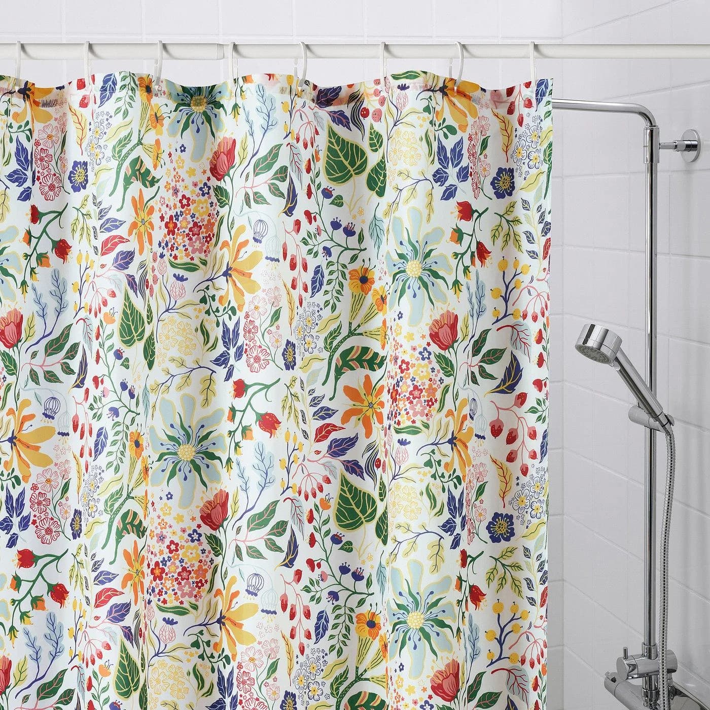 IKEA STRANDLUMMER Duschvorhang Bunt Blumenwiesenmuster