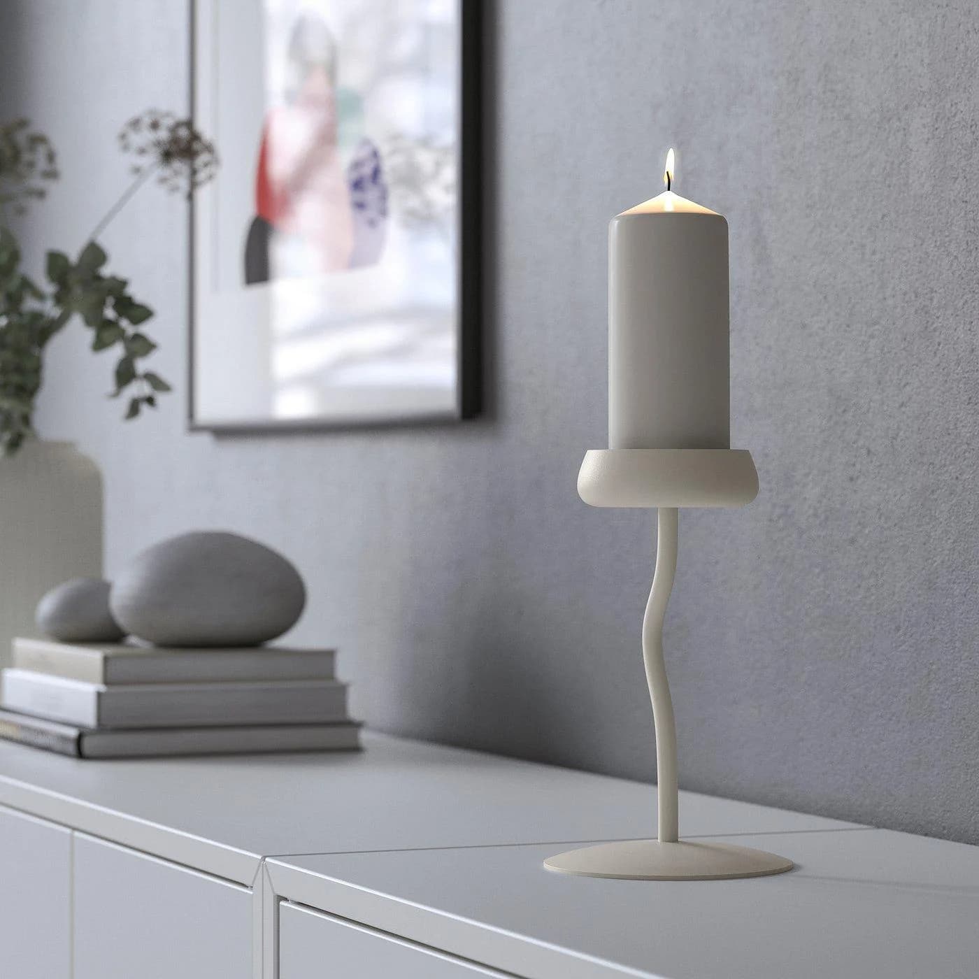 IKEA SILVERPÄRON Blockkerzenhalter Weiß