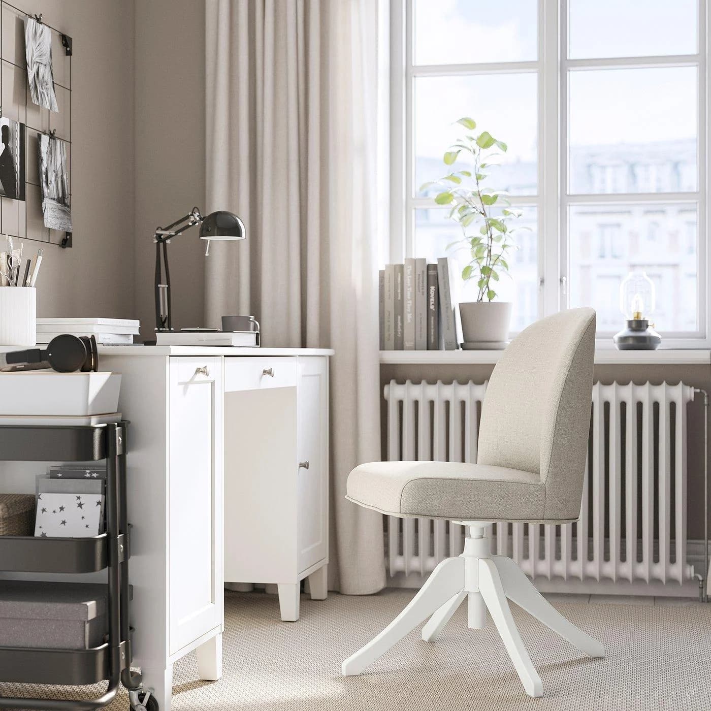 IKEA ROSENTORP Drehstuhl Beige/Weiß Traditionell Gepolstert