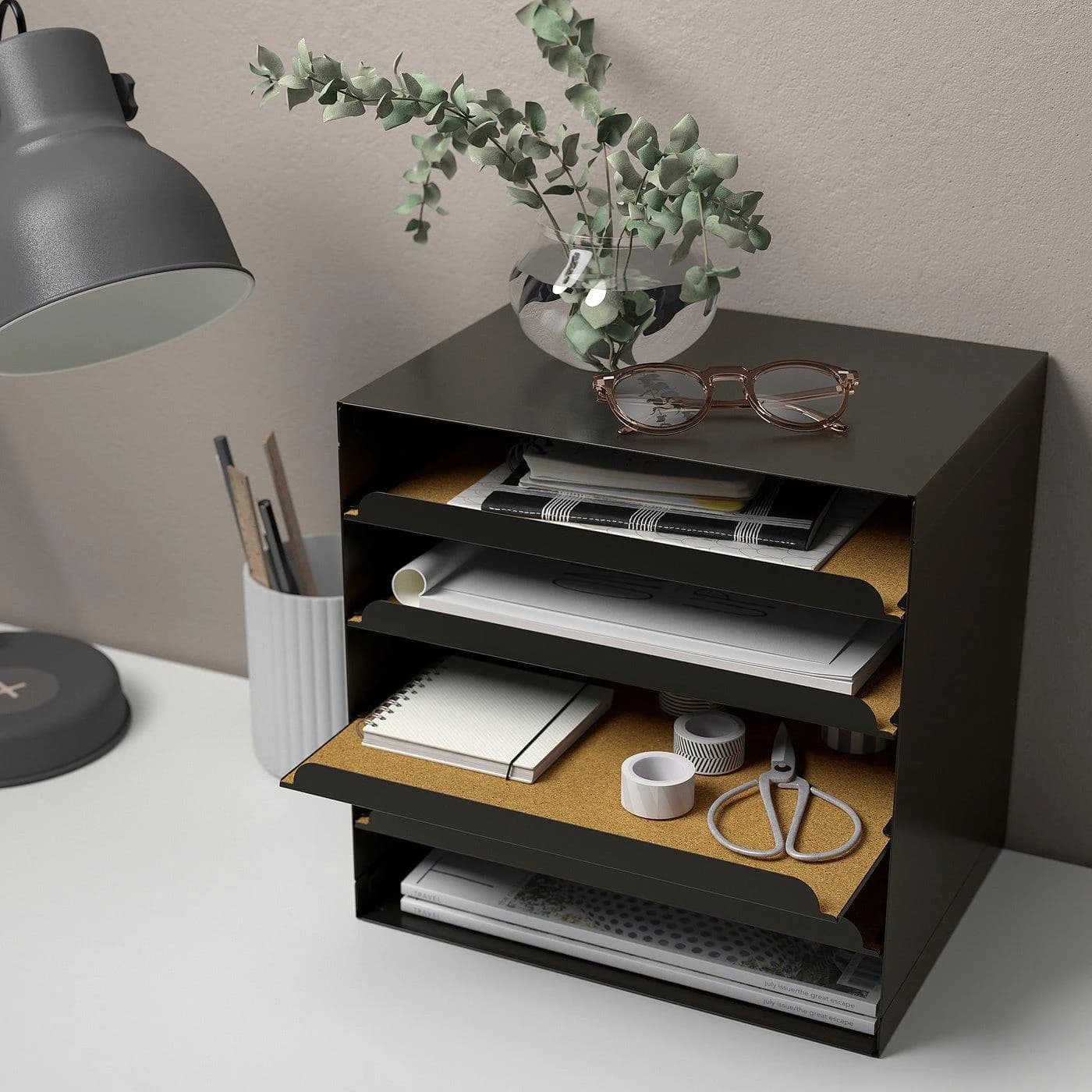 IKEA HARVMATTA Briefablage Anthrazit Metall Kork