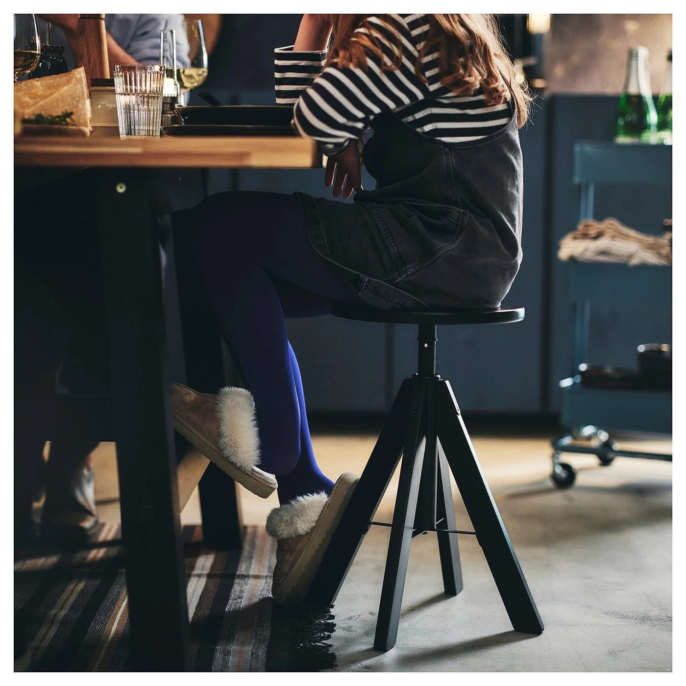 IKEA RUDSTORP Hocker Schwarz Höhenverstellbar