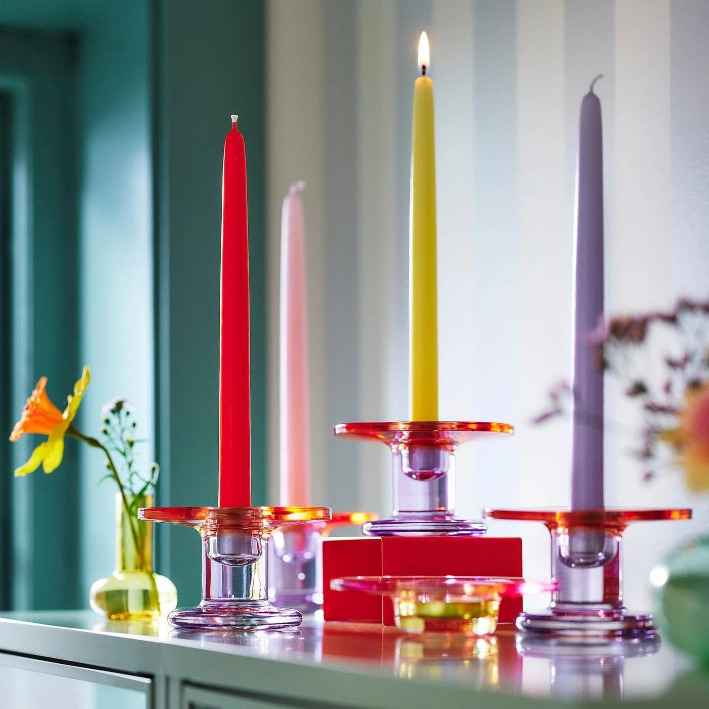 IKEA TJÄRLEK Kerzenständer Bunt Massives Glas