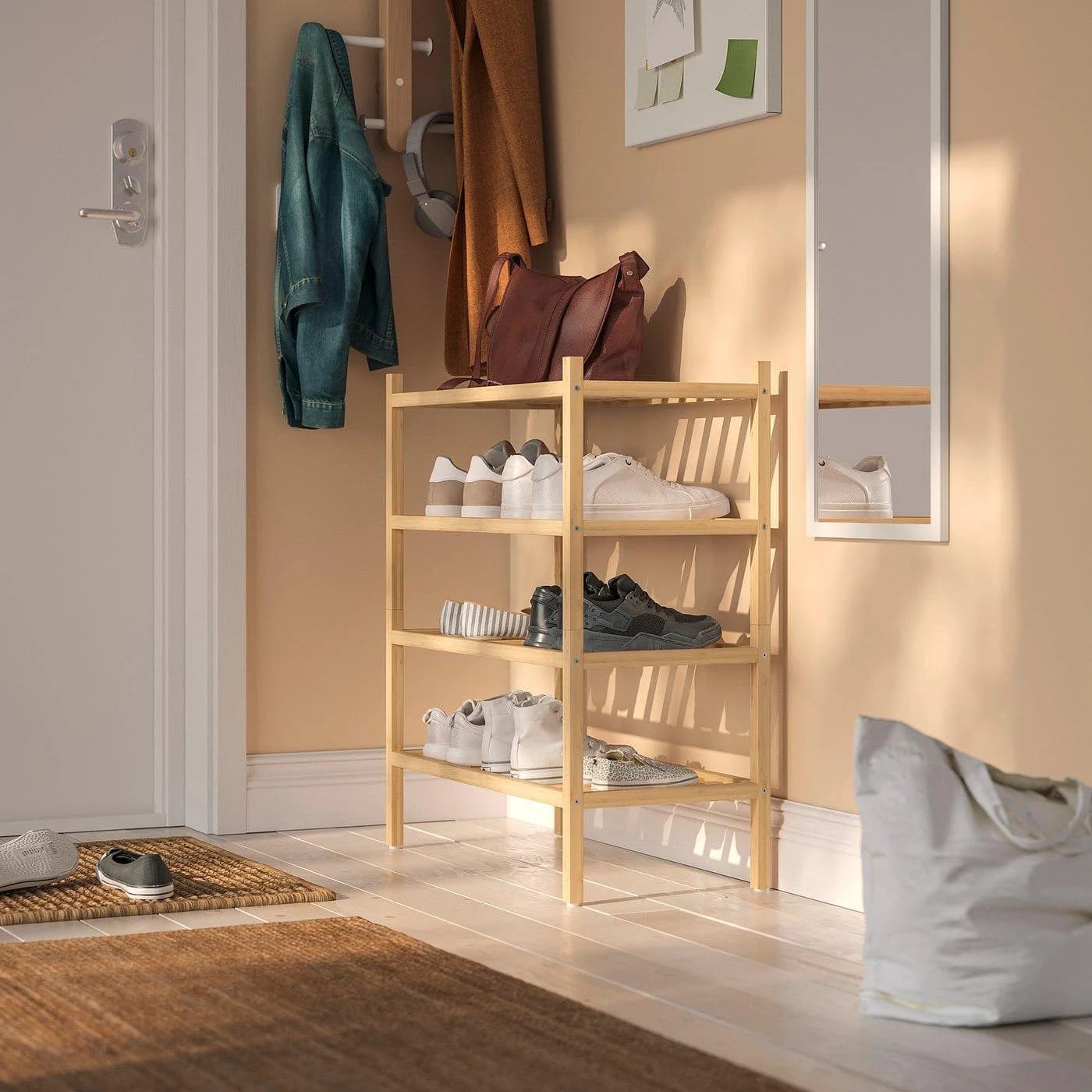 IKEA VASSKÄR Flur-Set 2-tlg. Bambus Schuhablage