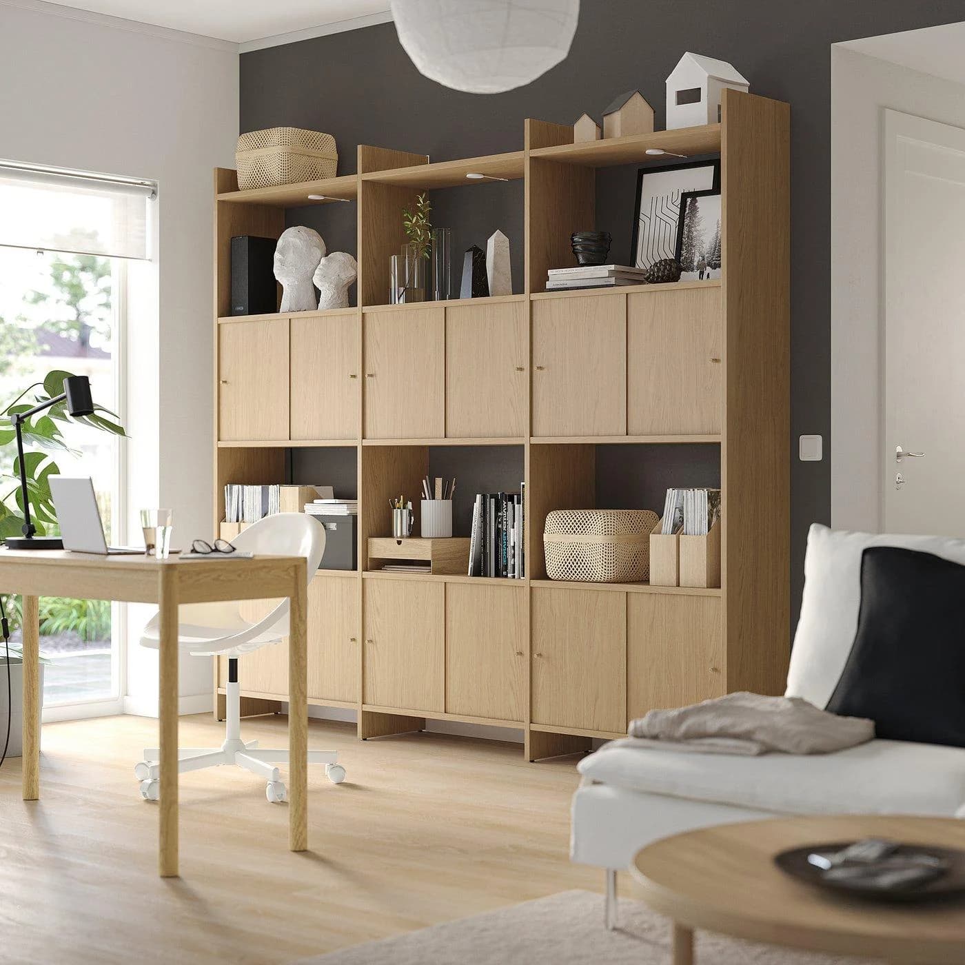 IKEA LÅDMAKARE Aufbewahrung mit Schiebetüren Eichenachbildung