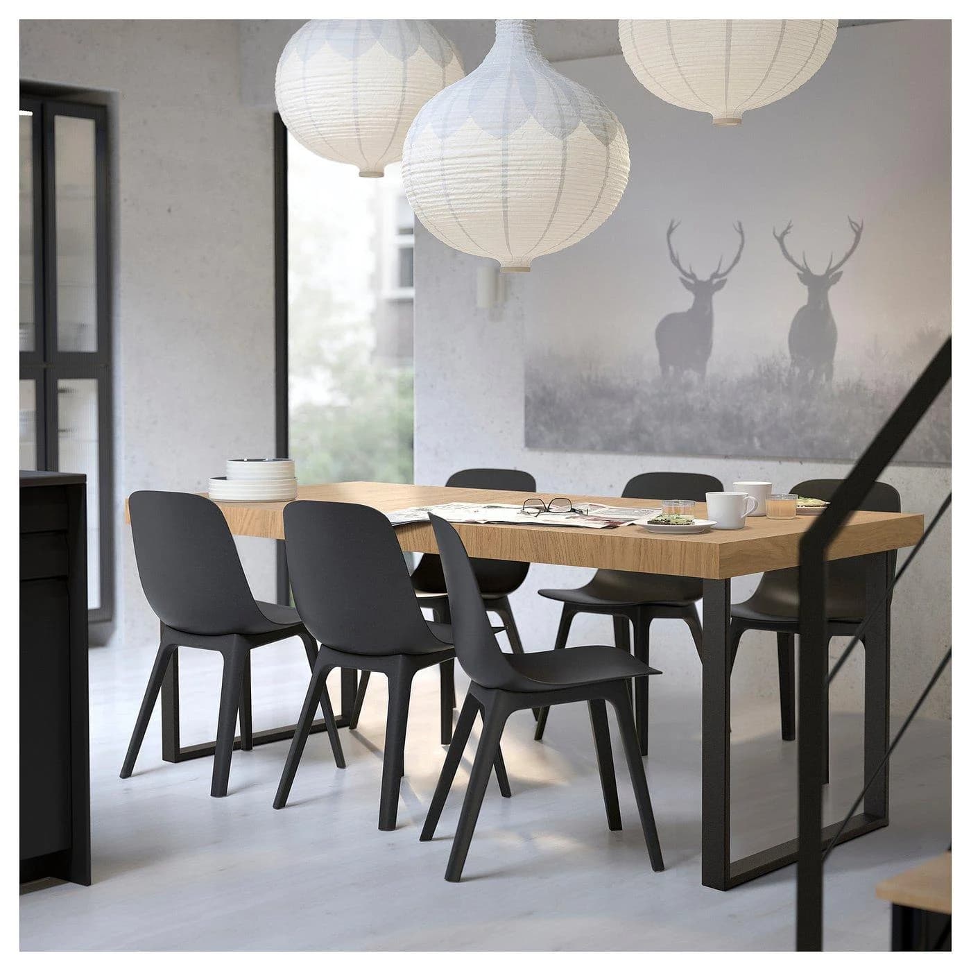 IKEA TARSELE Ausziehtisch Schwarz Eichenfurnier