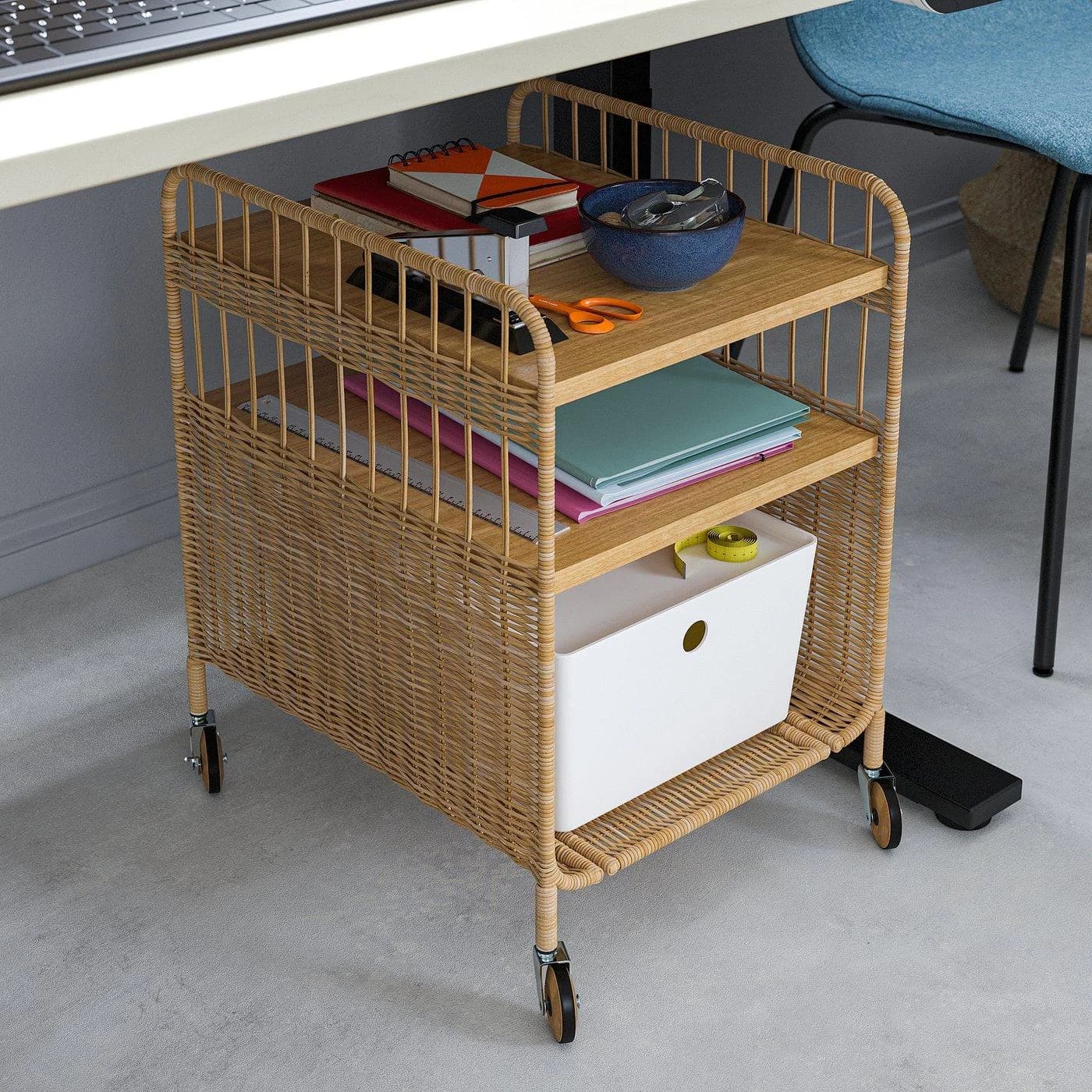 IKEA FRYKSÅS Aufbewahrungselement mit Rollen Rattan