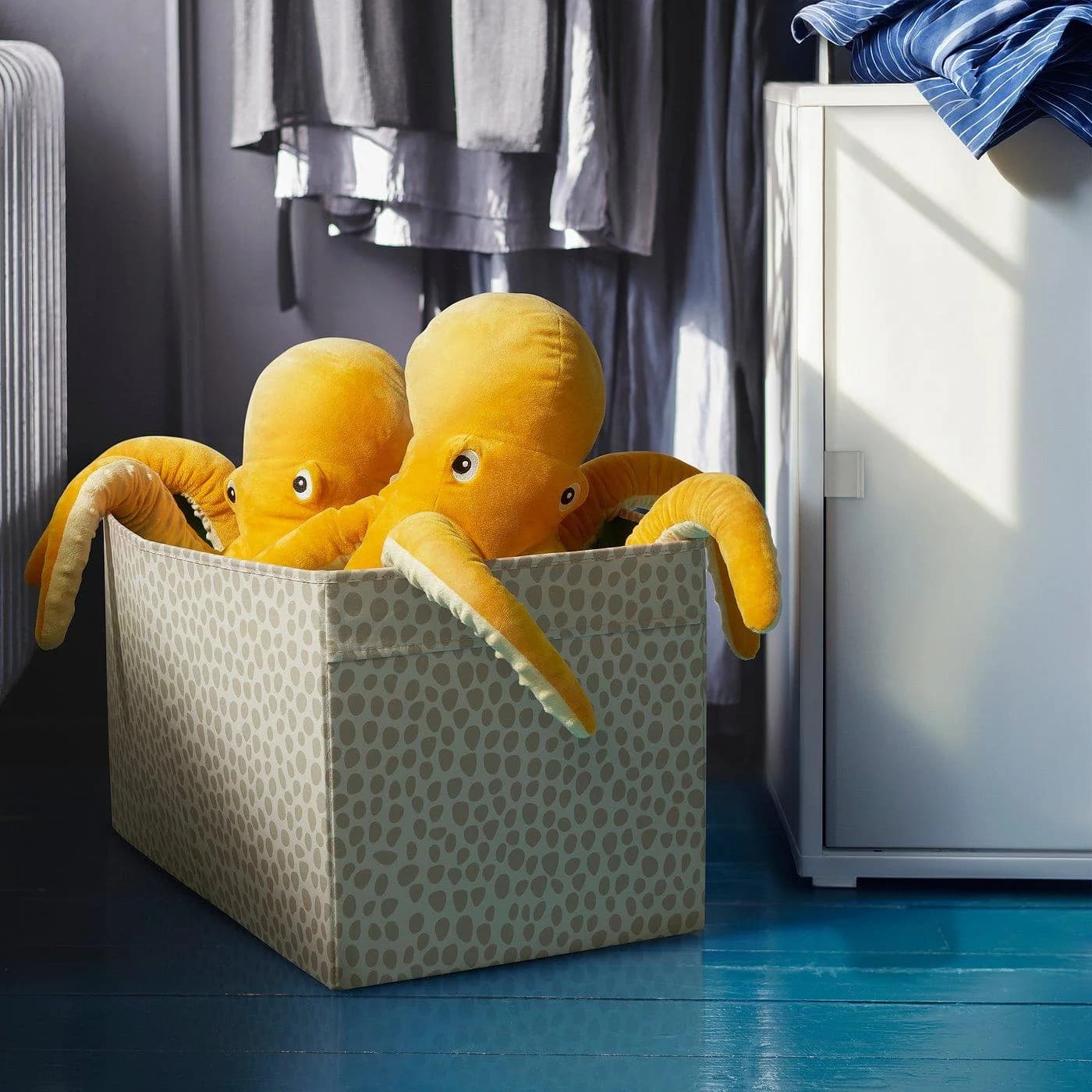IKEA SLÄKT Fach Aufbewahrungsbox Beige Stoff Tiermotiv