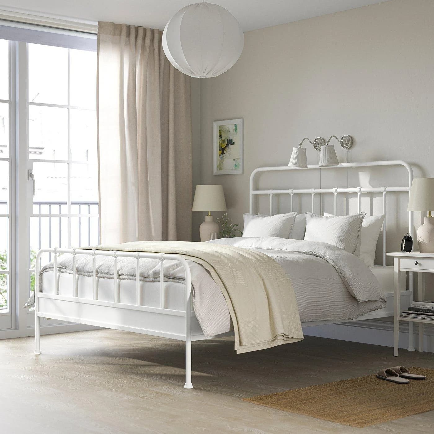 IKEA STJÄRNÖ Bettgestell Weiß Geschwungenes Design