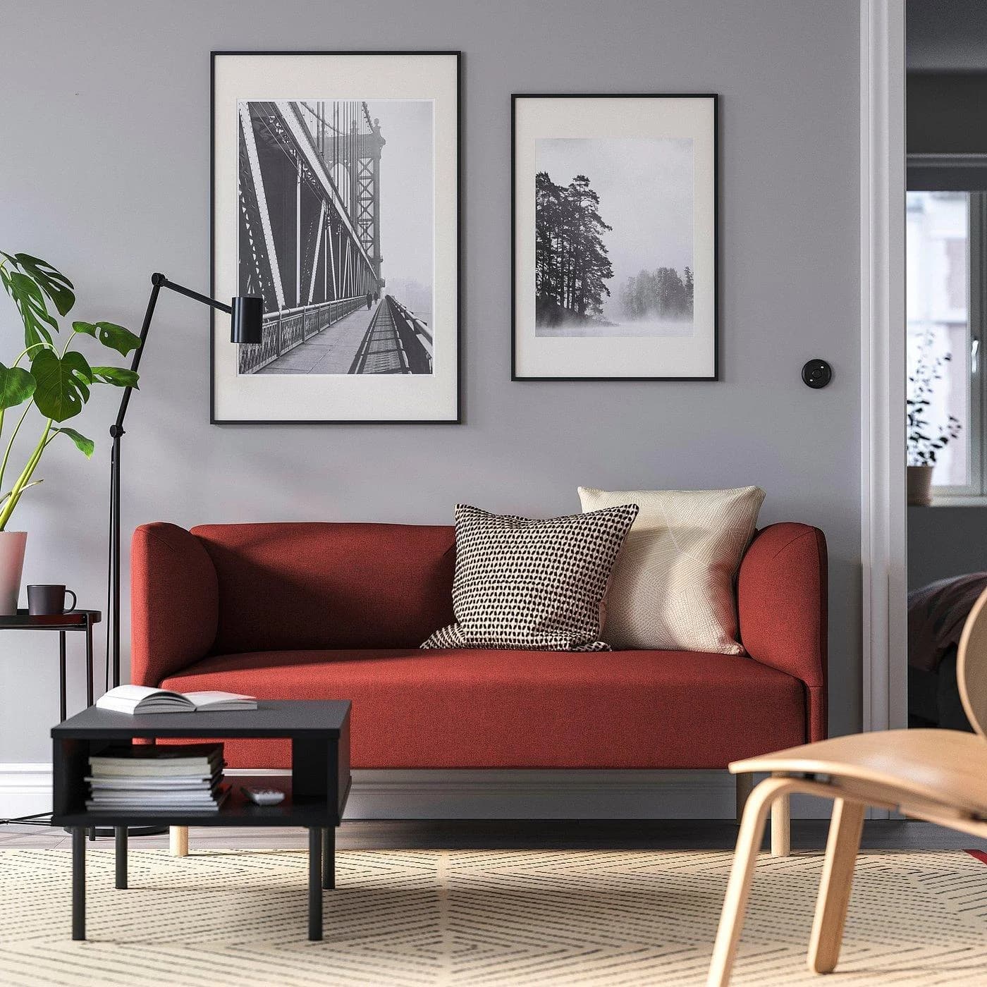 IKEA LILLEHEM 2er-Sitzelement Braunrot Holz