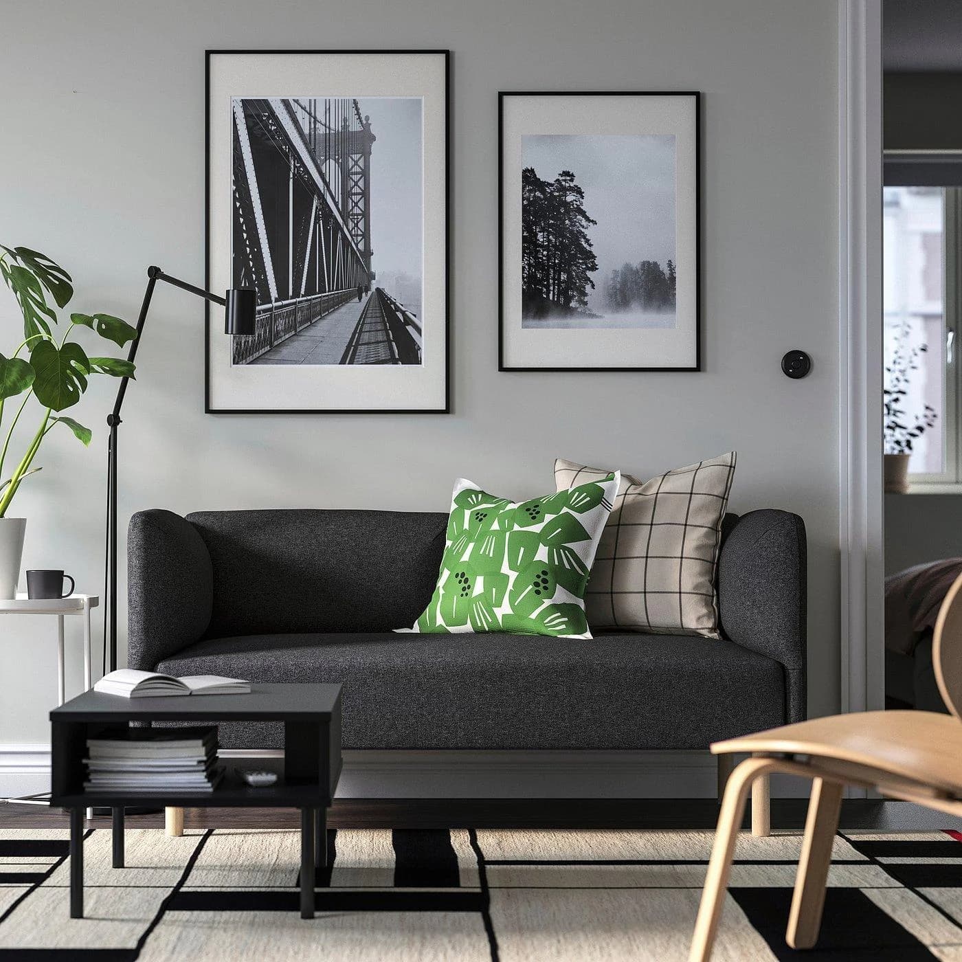 IKEA LILLEHEM 2er-Sitzelement Dunkelgrau/Braun Holz