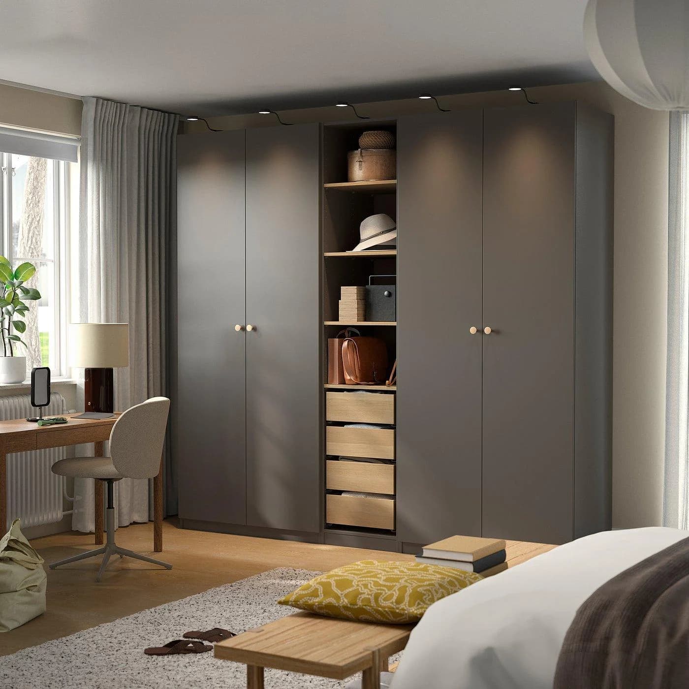 IKEA PAX / FORSAND Schrankkombination Dunkelgrau Eicheneffekt