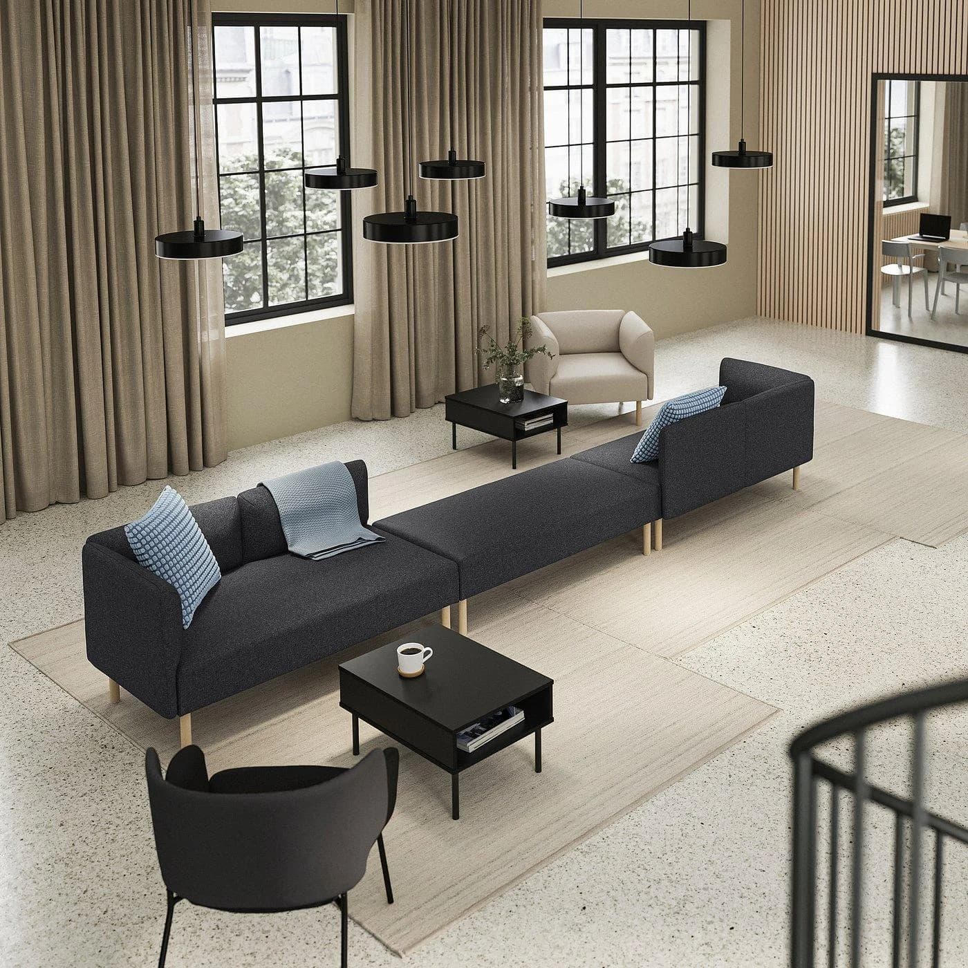 IKEA LILLEHEM 6er-Sitzelement Sofa Dunkelgrau Braun Holz