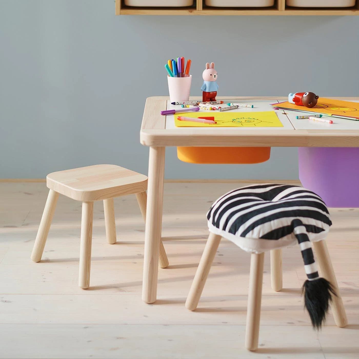 IKEA FLISAT Kinderhocker Massivholz Kiefer
