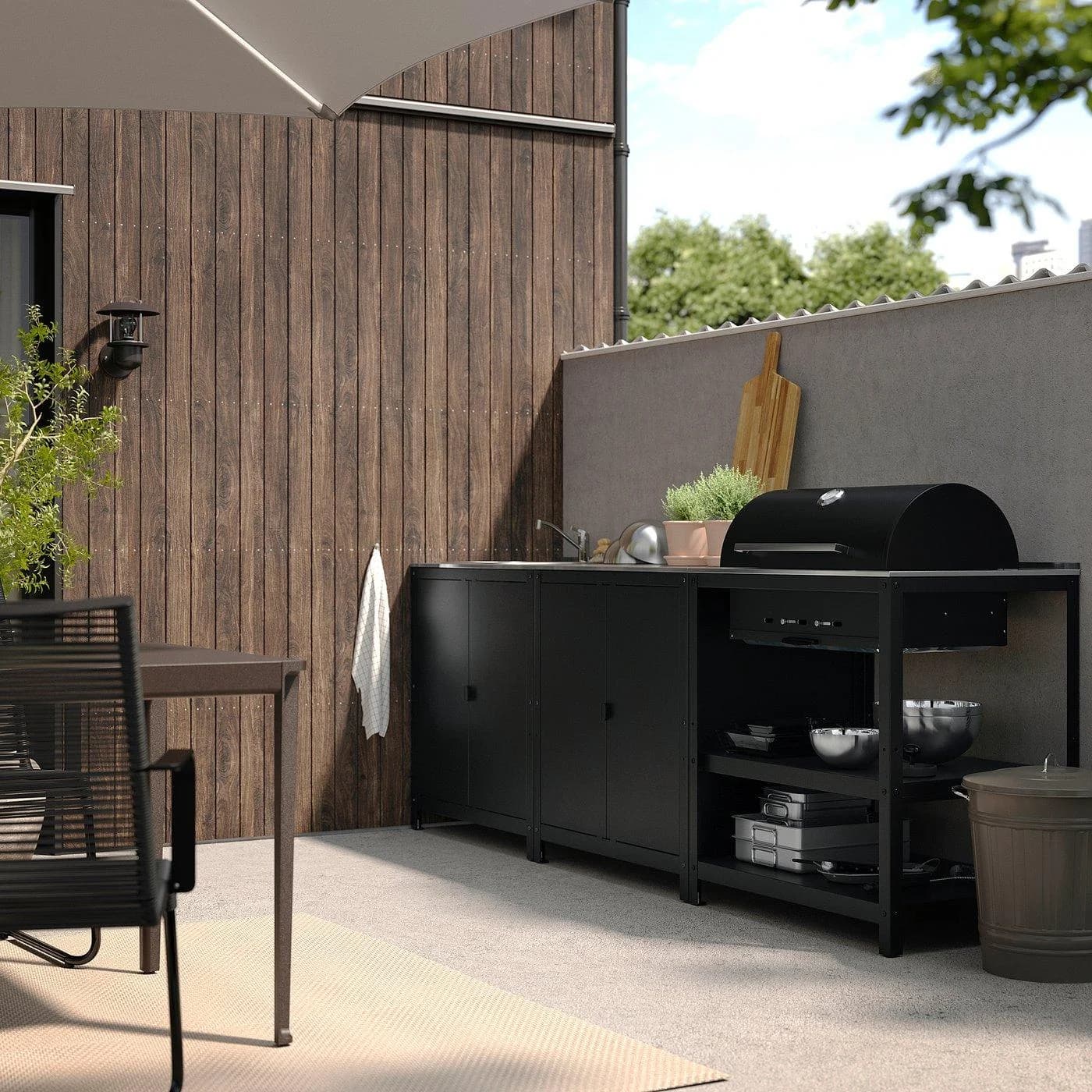IKEA GRILLSKÄR Küche Spüleneinheit + Holzkohlegrill Edelstahl Grau