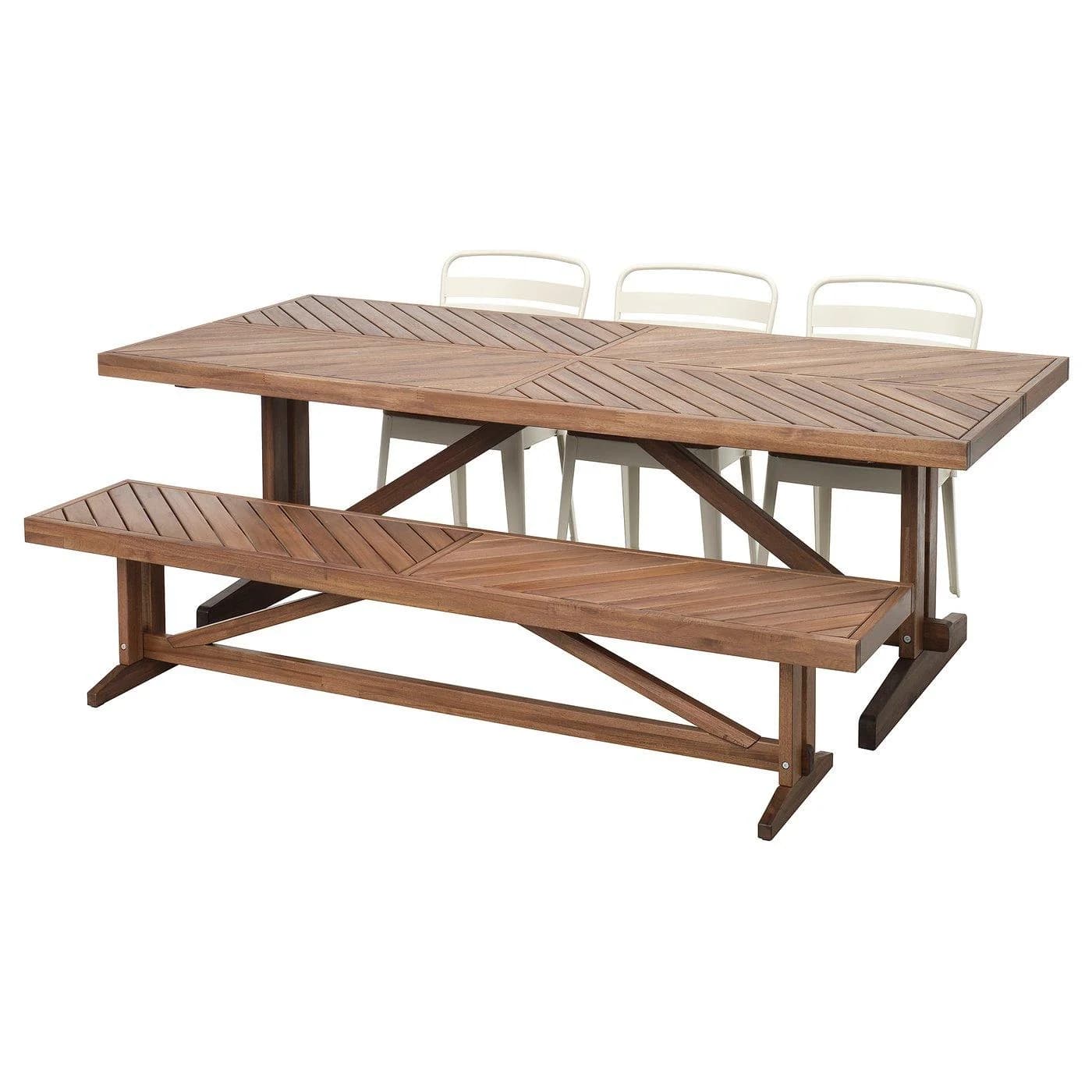 IKEA NORRMANSÖ Gartenmöbel-Set mit Tisch, 3 Stühlen & Bank in Akazie Beige