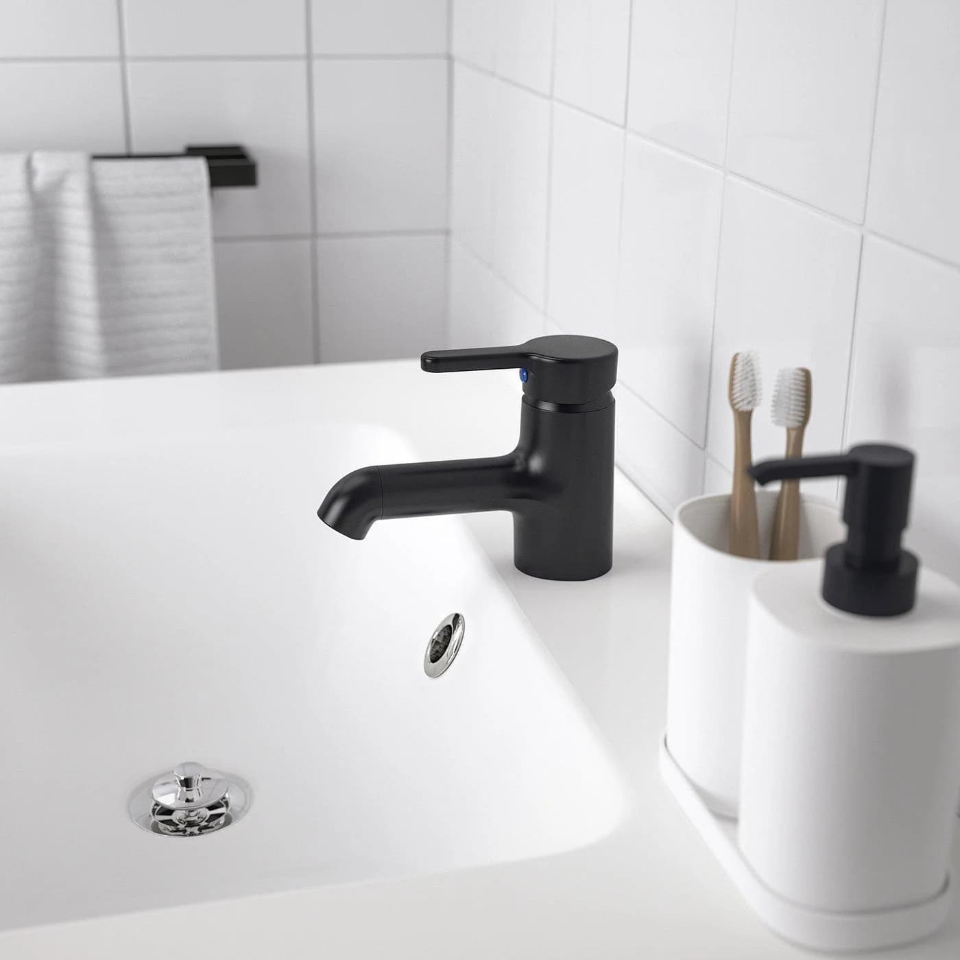 IKEA SALJEN Mischbatterie für Waschbecken Schwarz