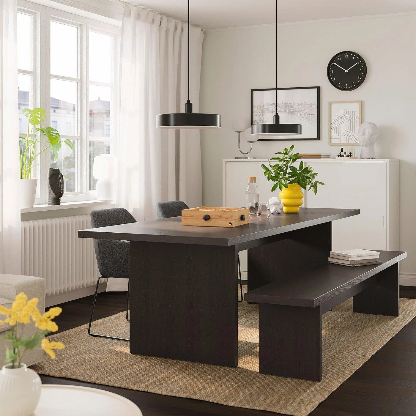 IKEA BERGSHYTTAN / TOSSBERG Esstisch mit Bank und 2 Stühlen Dunkelbraun