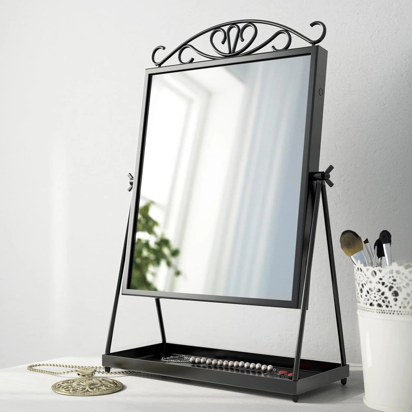 IKEA KARMSUND Tischspiegel Schwarz mit Ablage
