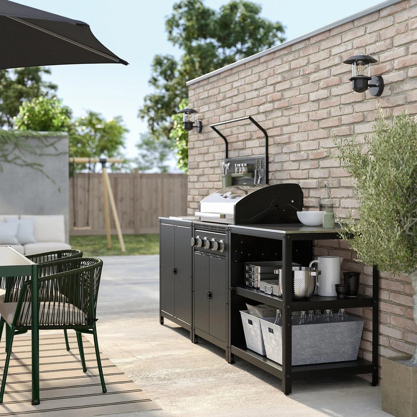 IKEA GRILLSKÄR Außenküche mit Gasgrill Edelstahl Grau