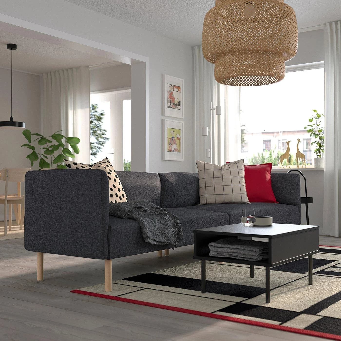 IKEA LILLEHEM 4er-Sitzelement Gunnared Dunkelgrau Holz