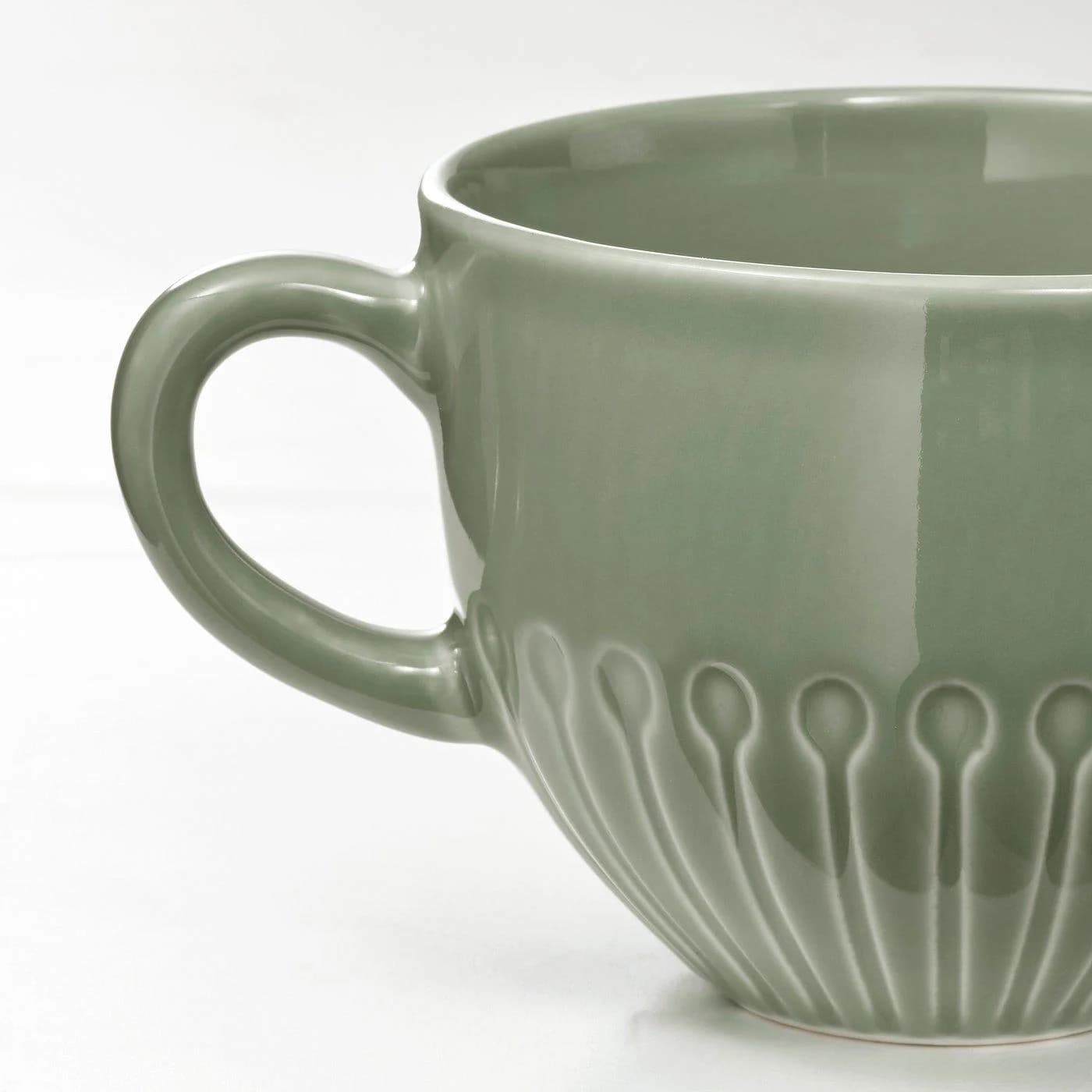 IKEA STRIMMIG Becher Steinzeug Blasses Graugrün