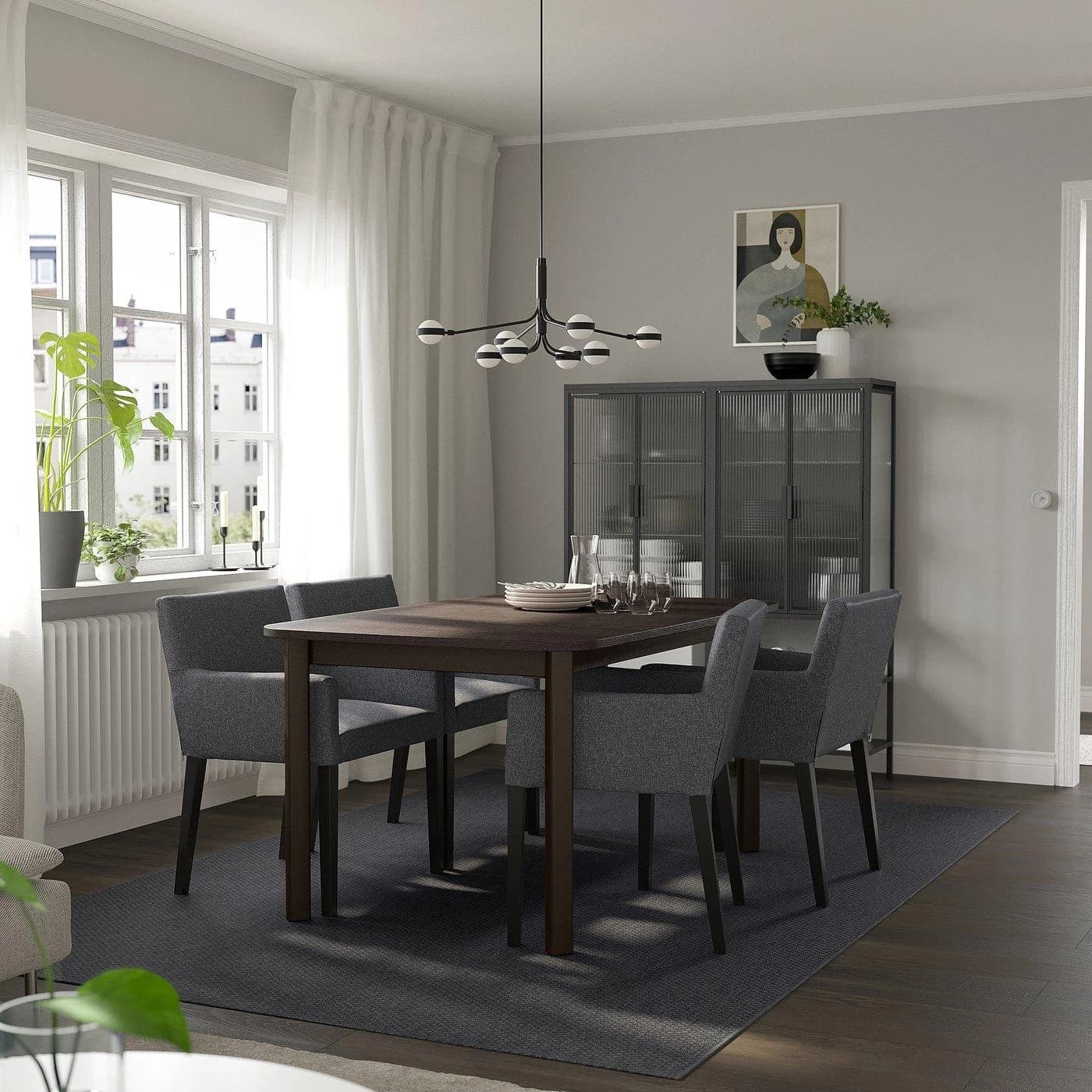 IKEA STRANDTORP / MÅRENÄS Esstisch mit 4 Stühlen braun/grau/schwarz