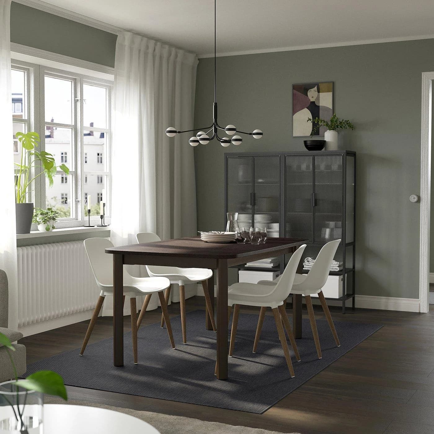 IKEA STRANDTORP / GRÖNSTA Esstisch mit 4 Stühlen Braun/Weiß