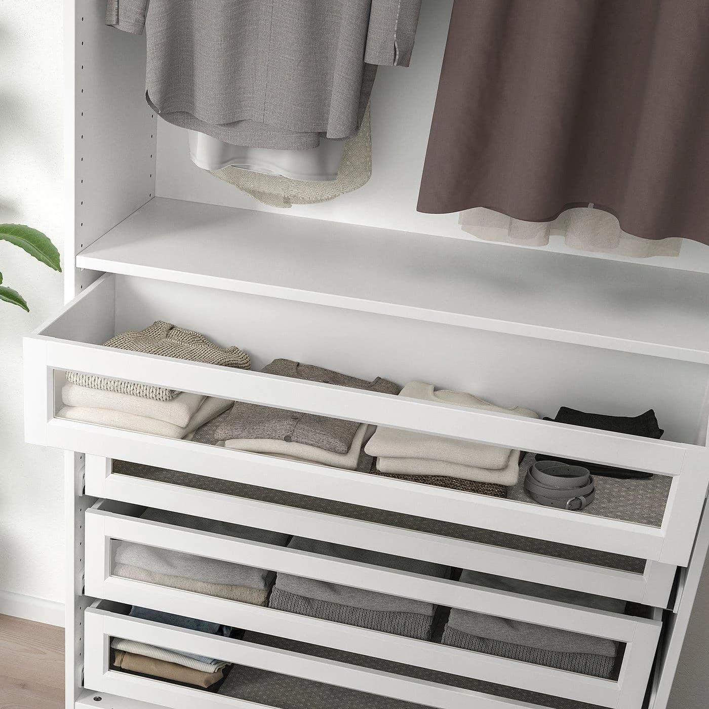 IKEA KOMPLEMENT Schublade mit Glasfrontrahmen Weiß