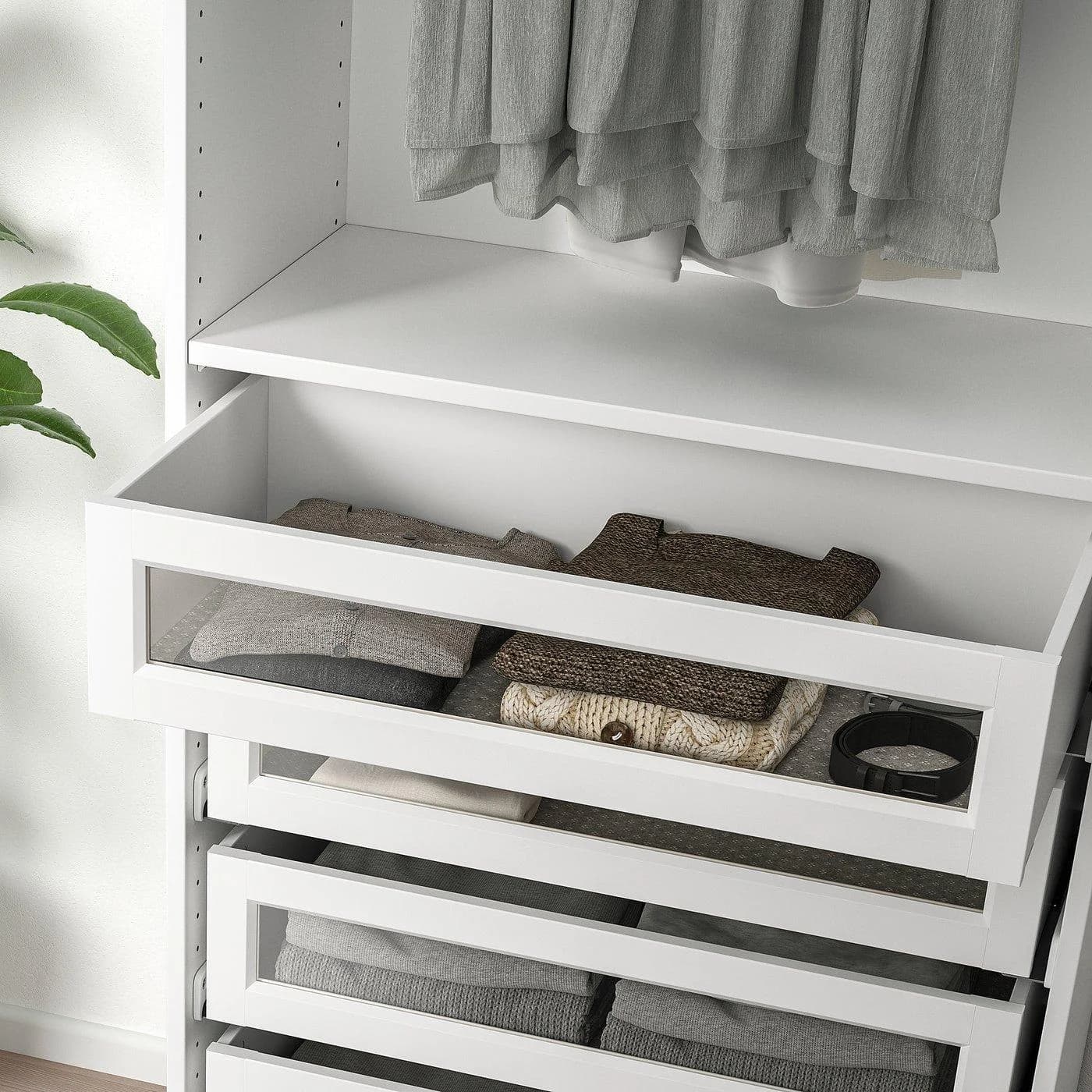 IKEA KOMPLEMENT Schublade mit Glasfrontrahmen Weiß
