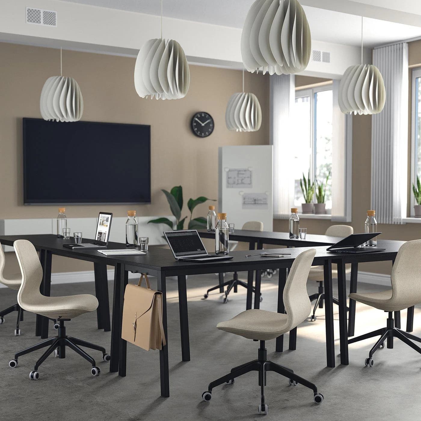 IKEA MITTZON Konferenztisch Schwarz gebeiztes Eschenfurnier