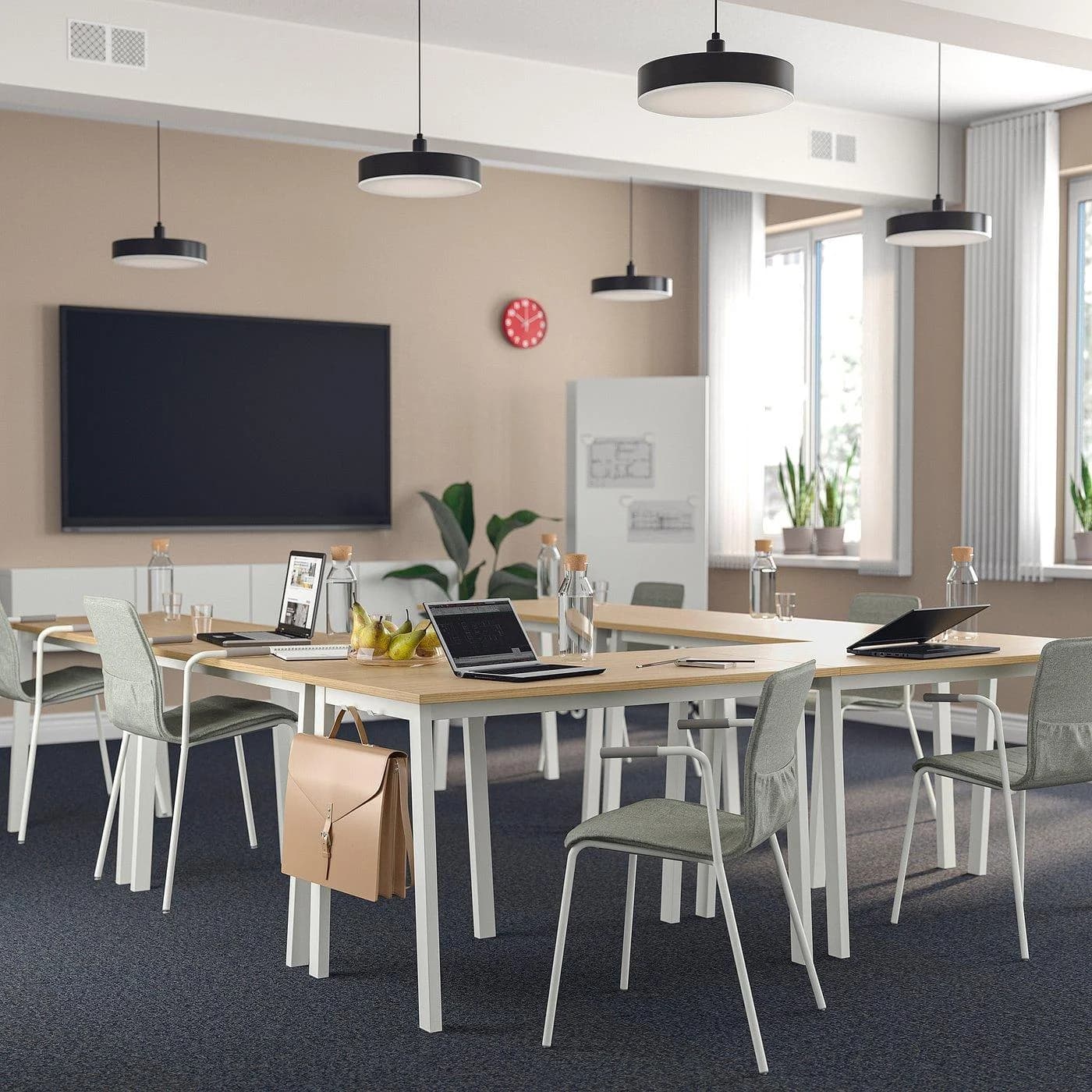IKEA MITTZON Konferenztisch Weiß Eichenfurnier