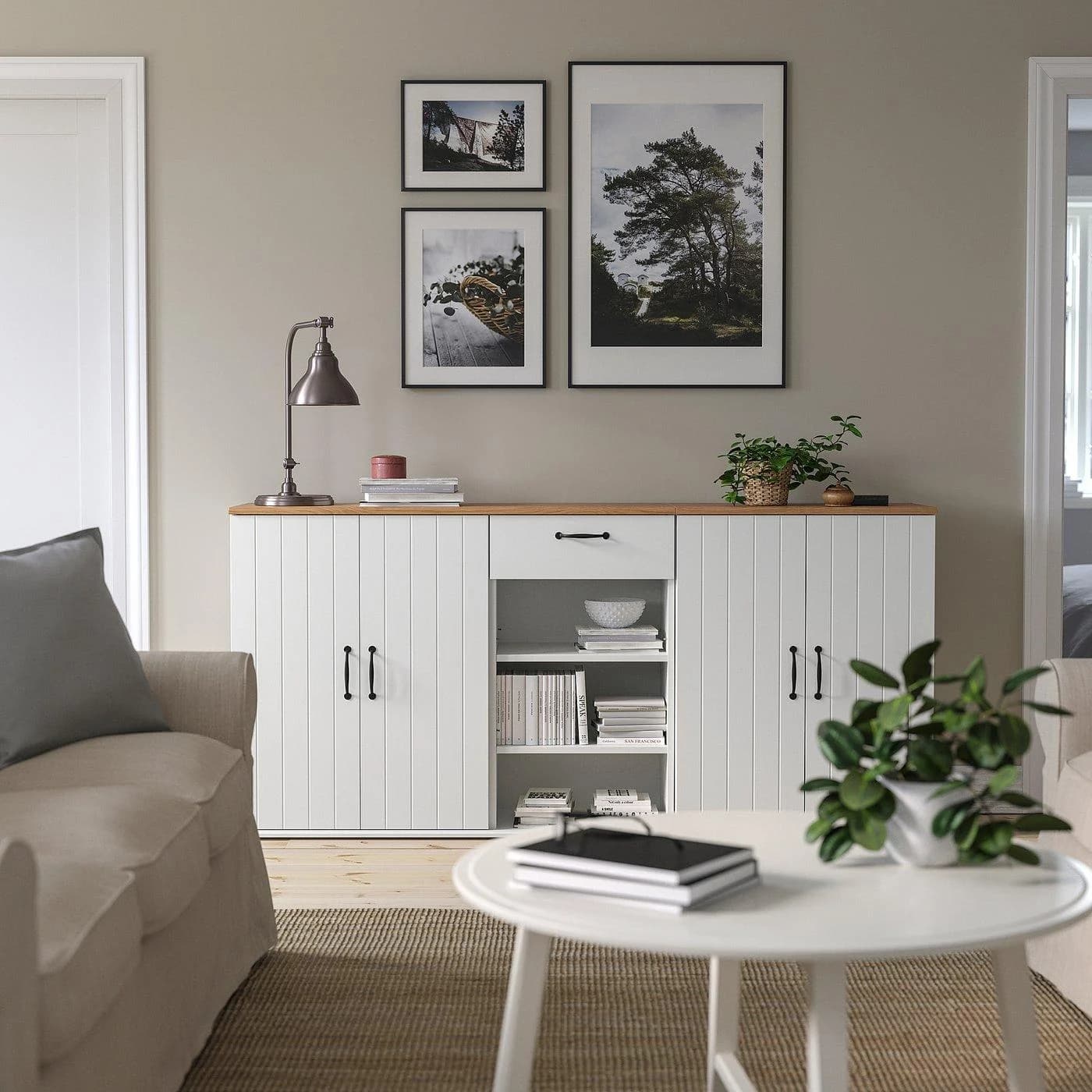 IKEA SKRUVBY Aufbewahrungskombi Weiß Eichendekor