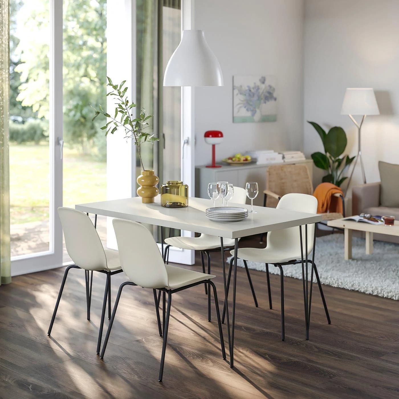 IKEA SKÅLSTA Stuhl Kunststoff Beige Metall Schwarzgrau