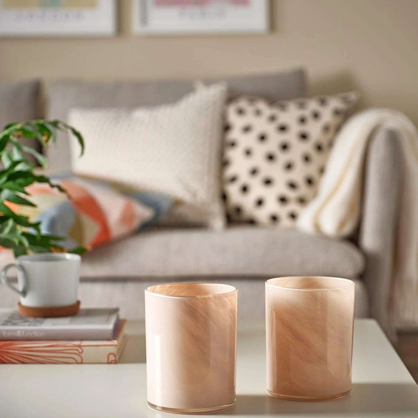IKEA VINDSTILLA Kerzen-/Teelichthalter Beige