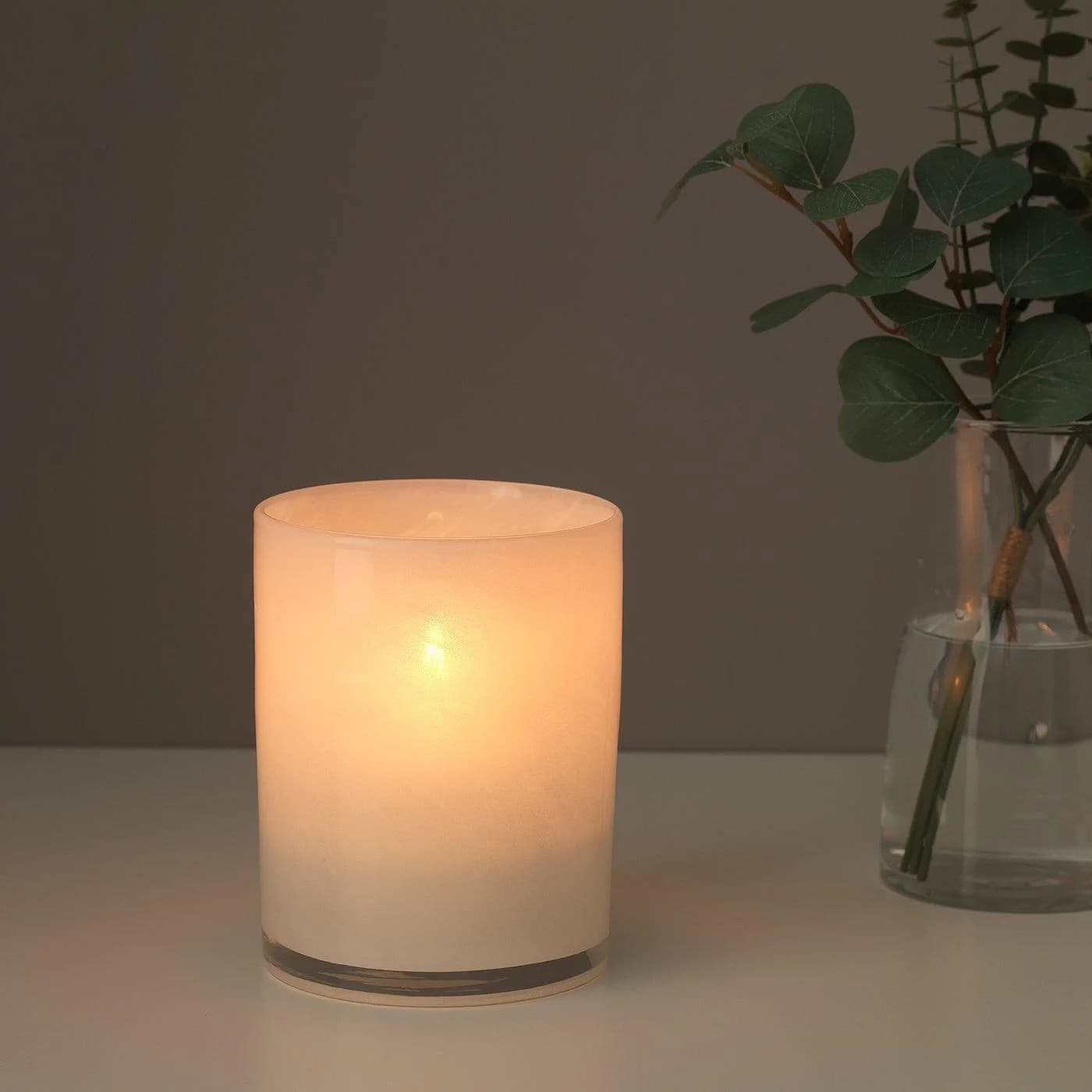 IKEA VINDSTILLA Kerzen-/Teelichthalter Weiß Glas