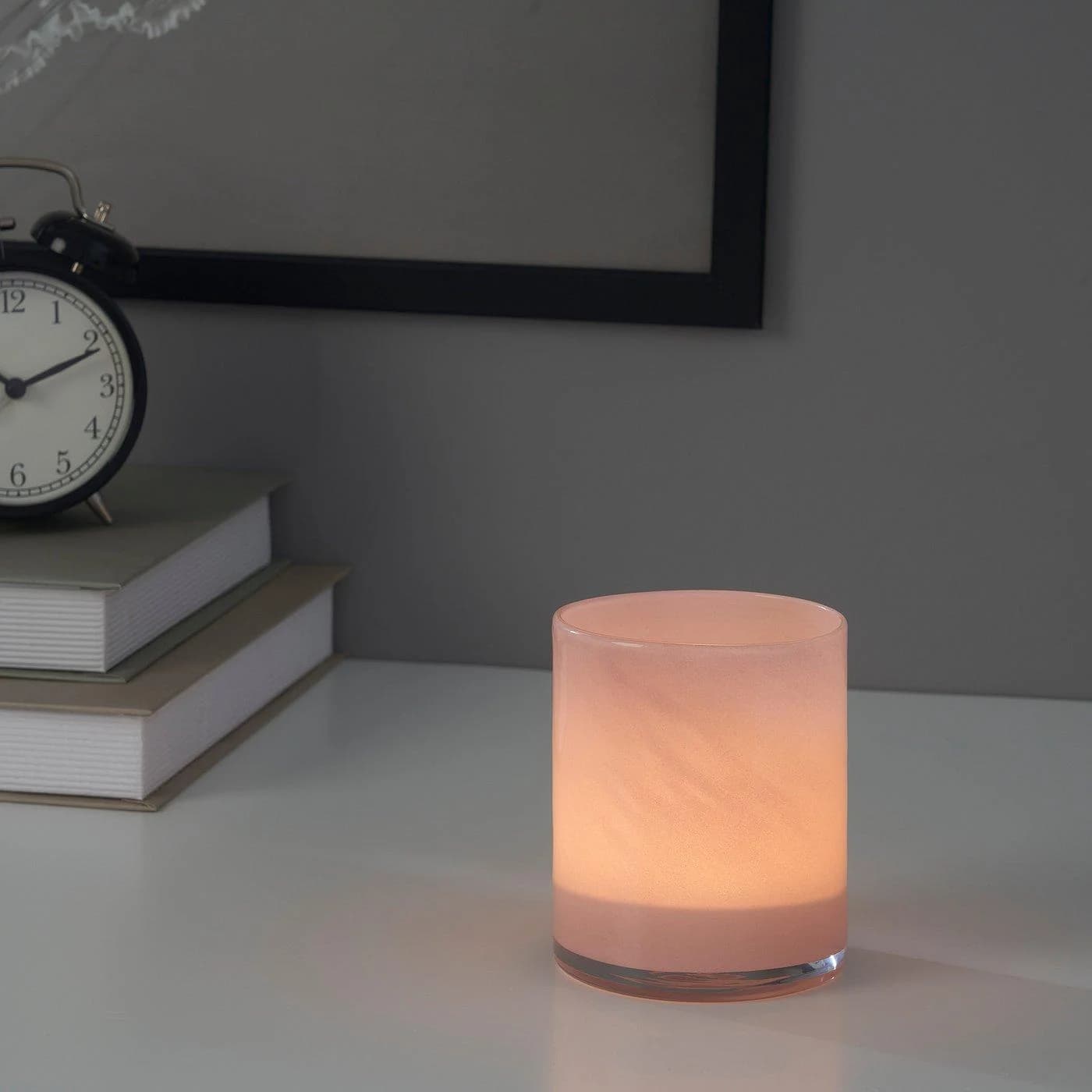 IKEA VINDSTILLA Kerzen-/Teelichthalter Rosa Mundgeblasen