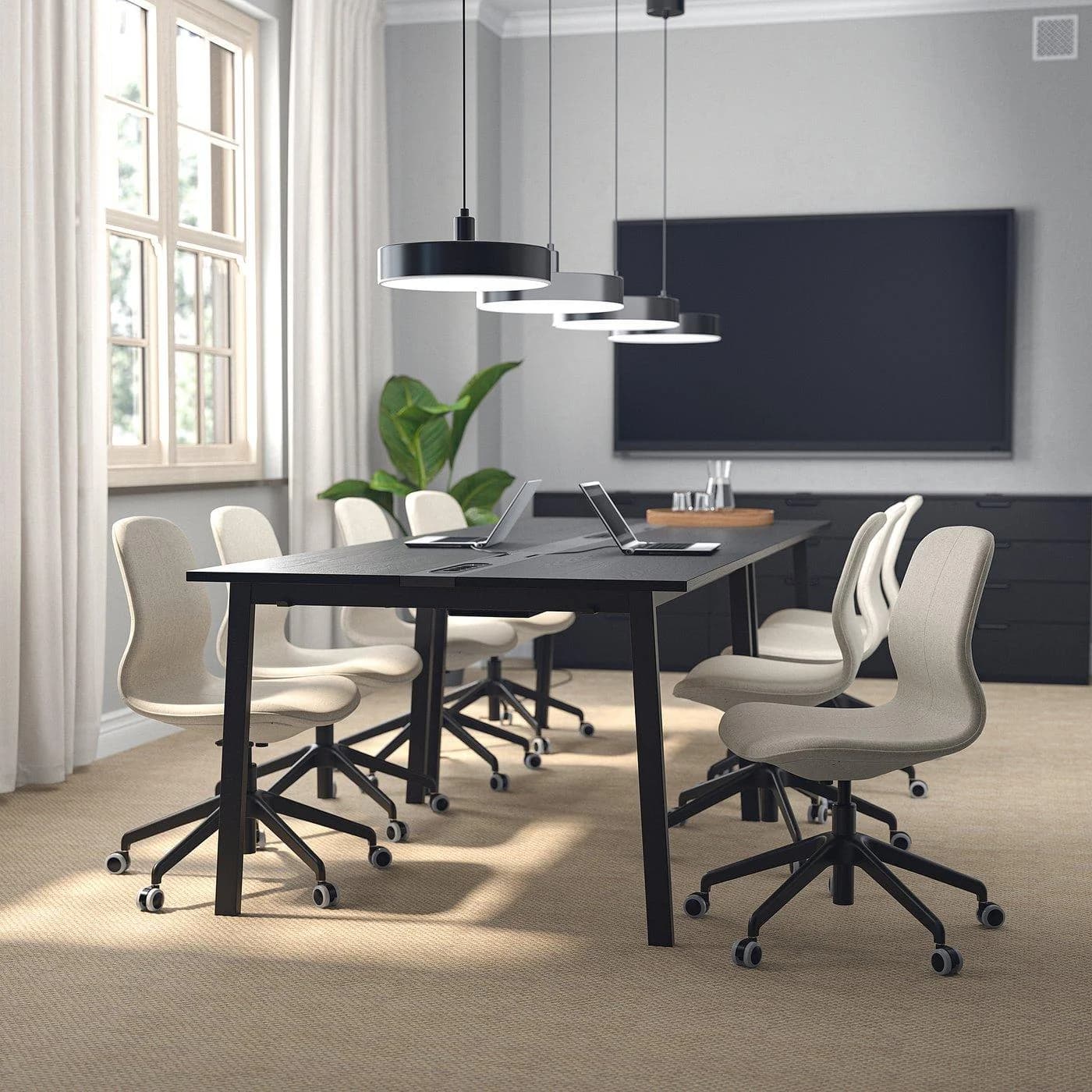 IKEA MITTZON Konferenztisch Schwarz gebeiztes Eschenfurnier