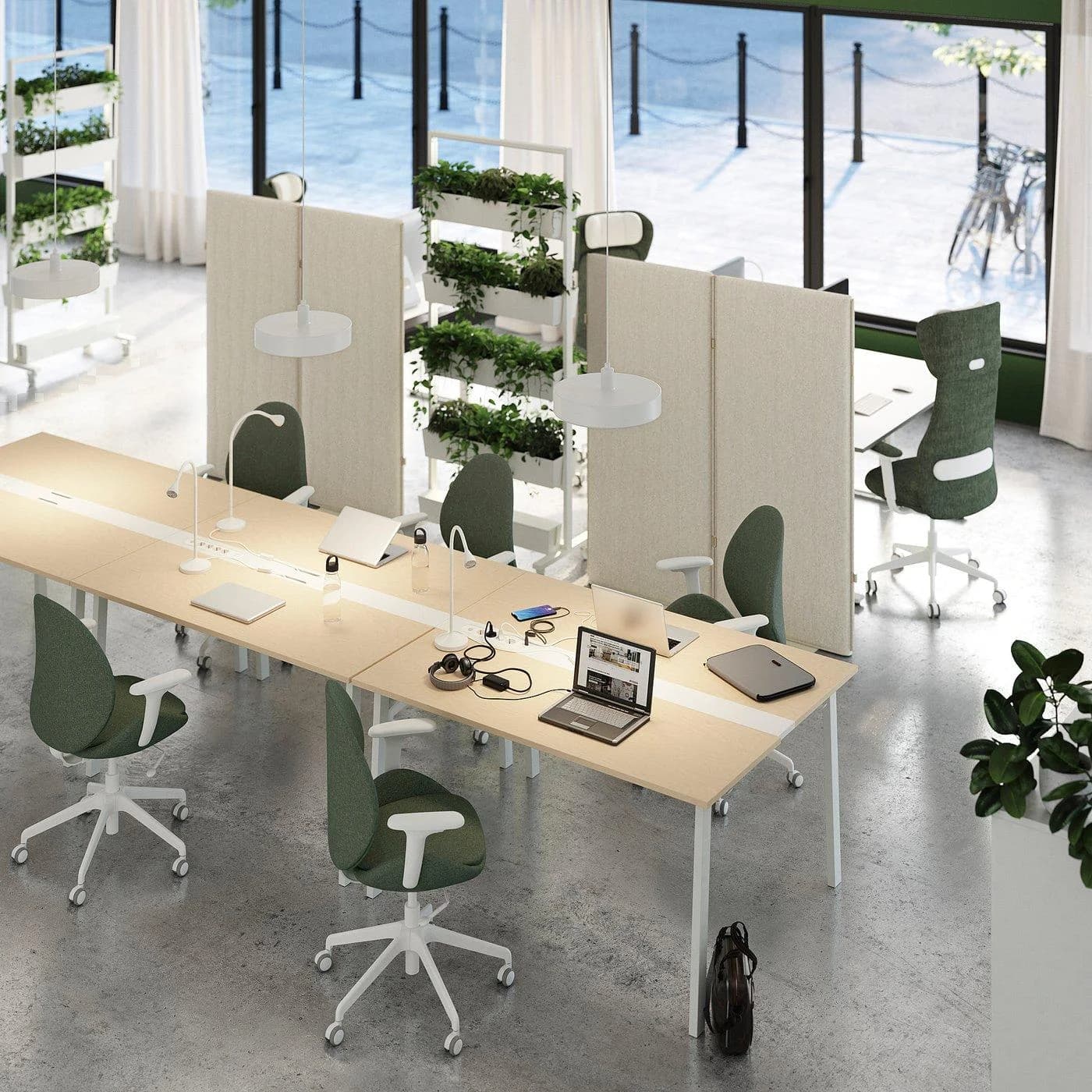 IKEA MITTZON Konferenztisch Weiß Birkenfurnier