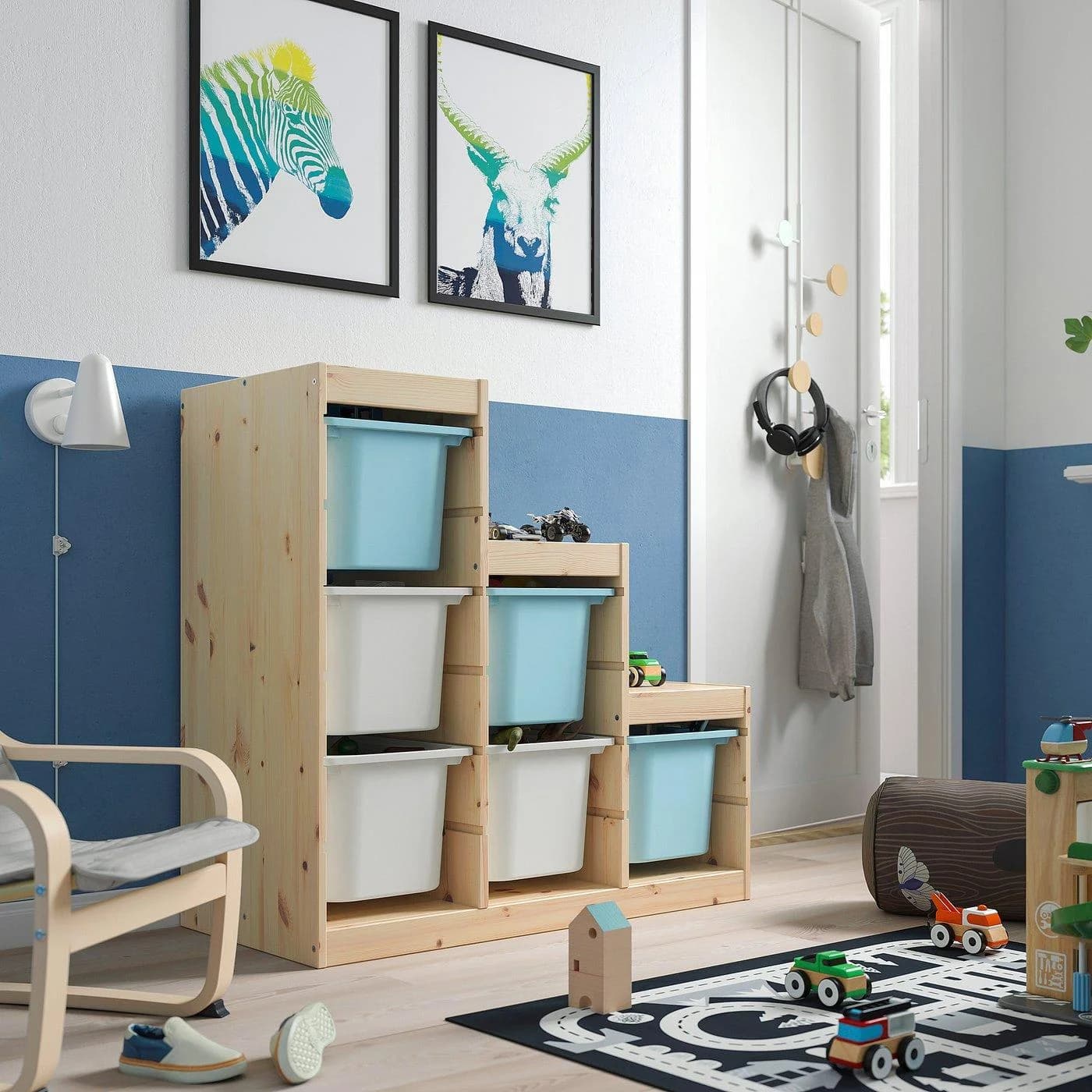 IKEA TROFAST Aufbewahrung mit Boxen Weiß Hellblau