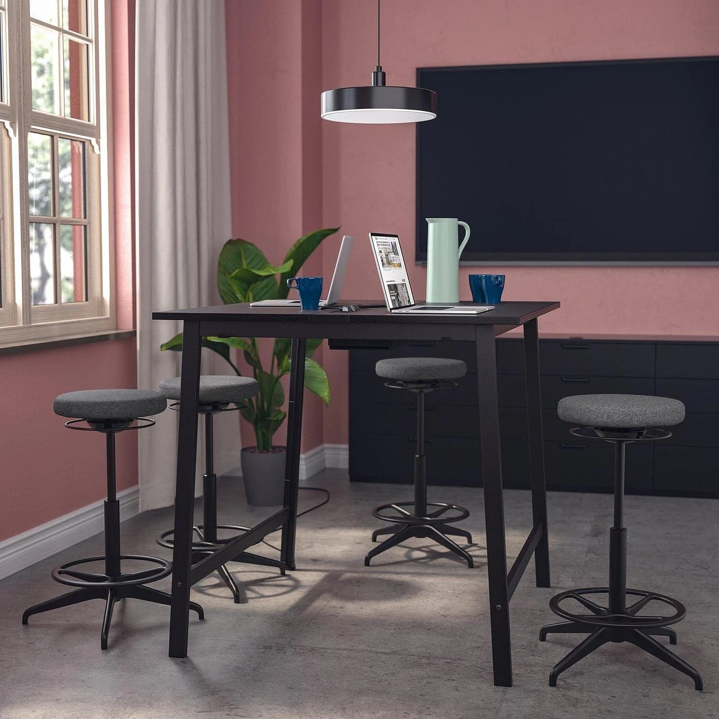 IKEA MITTZON Konferenztisch Schwarz höhenverstellbar mit Kabelmanagement