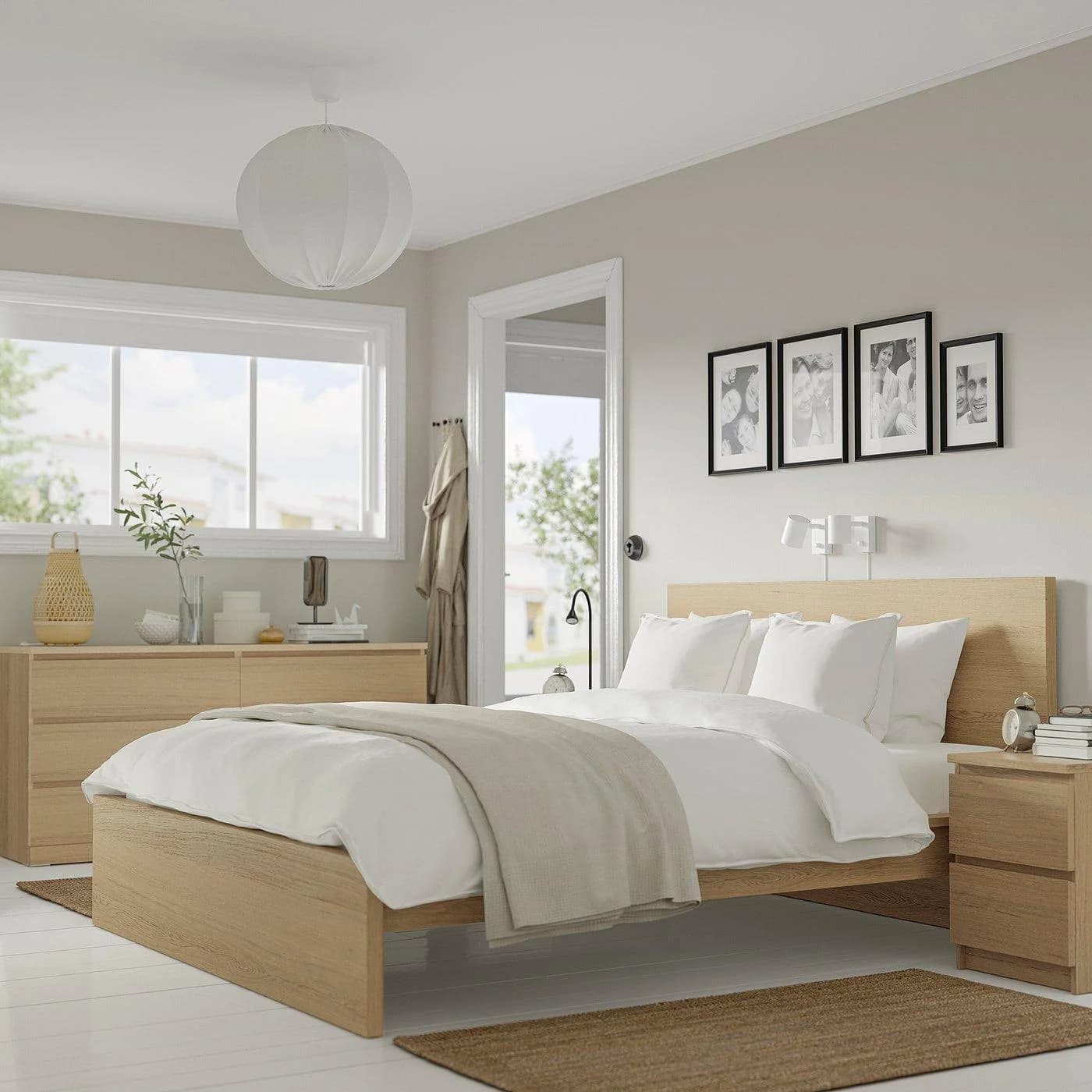 IKEA MALM Schlafzimmermöbel 4er-Set Weiß Eichenfurnier