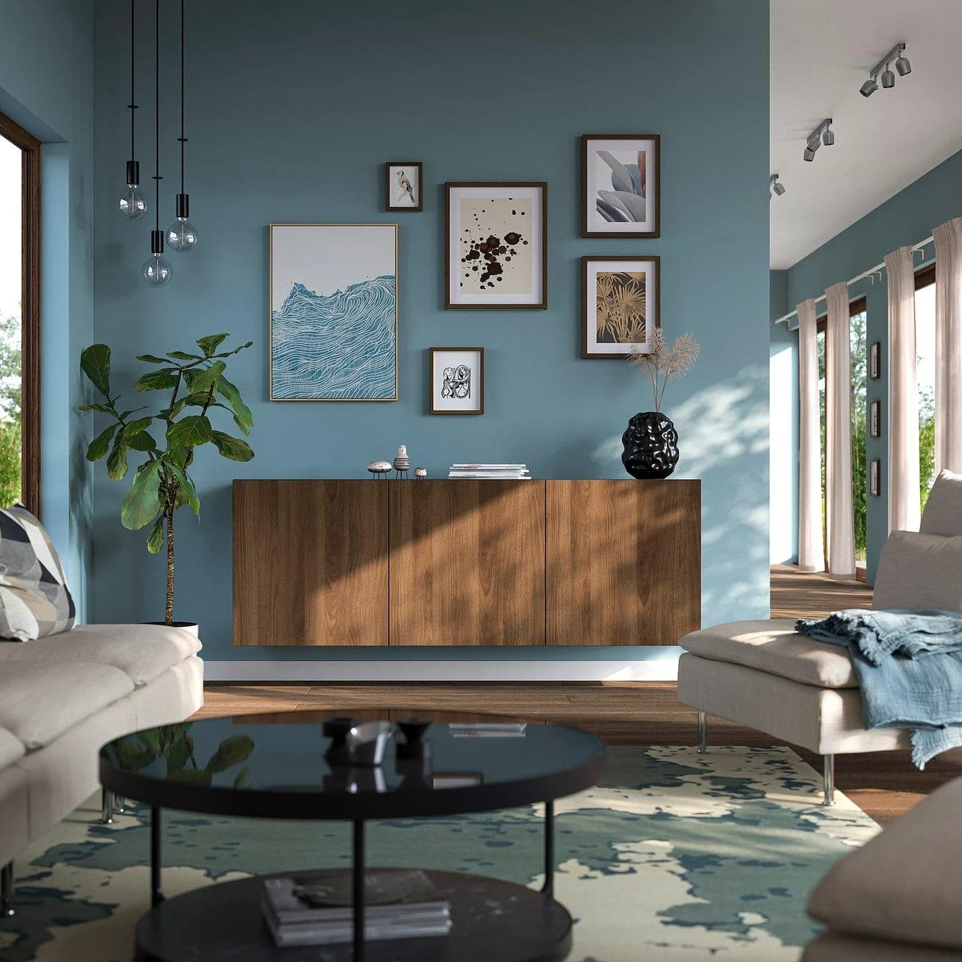 IKEA BESTÅ Schrankkombination für Wandmontage Schwarzbraun