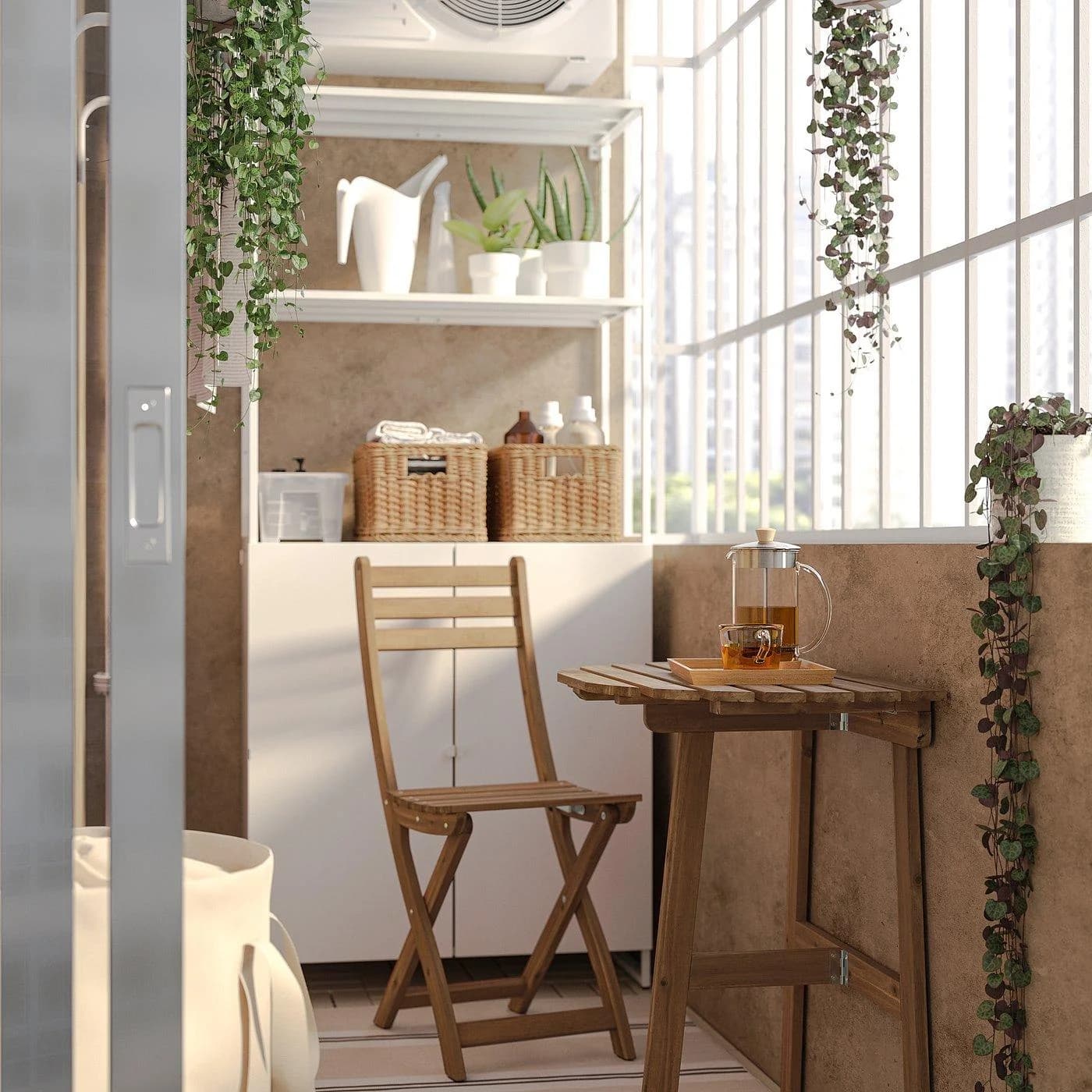 IKEA ASKHOLMEN Wandtisch + Klappstuhl Außen Dunkelbraun
