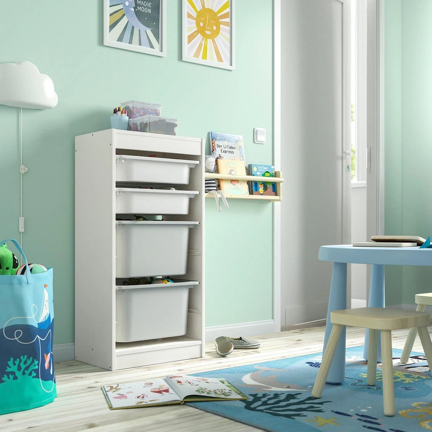 IKEA TROFAST Aufbewahrung mit Boxen Weiß Grau